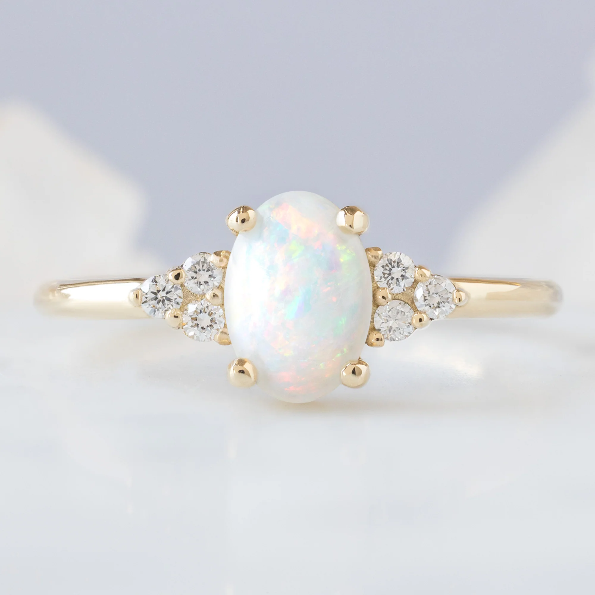 The Ivy Ring | 0.44ct Oval Australian Opal in 14K Yellow Gold