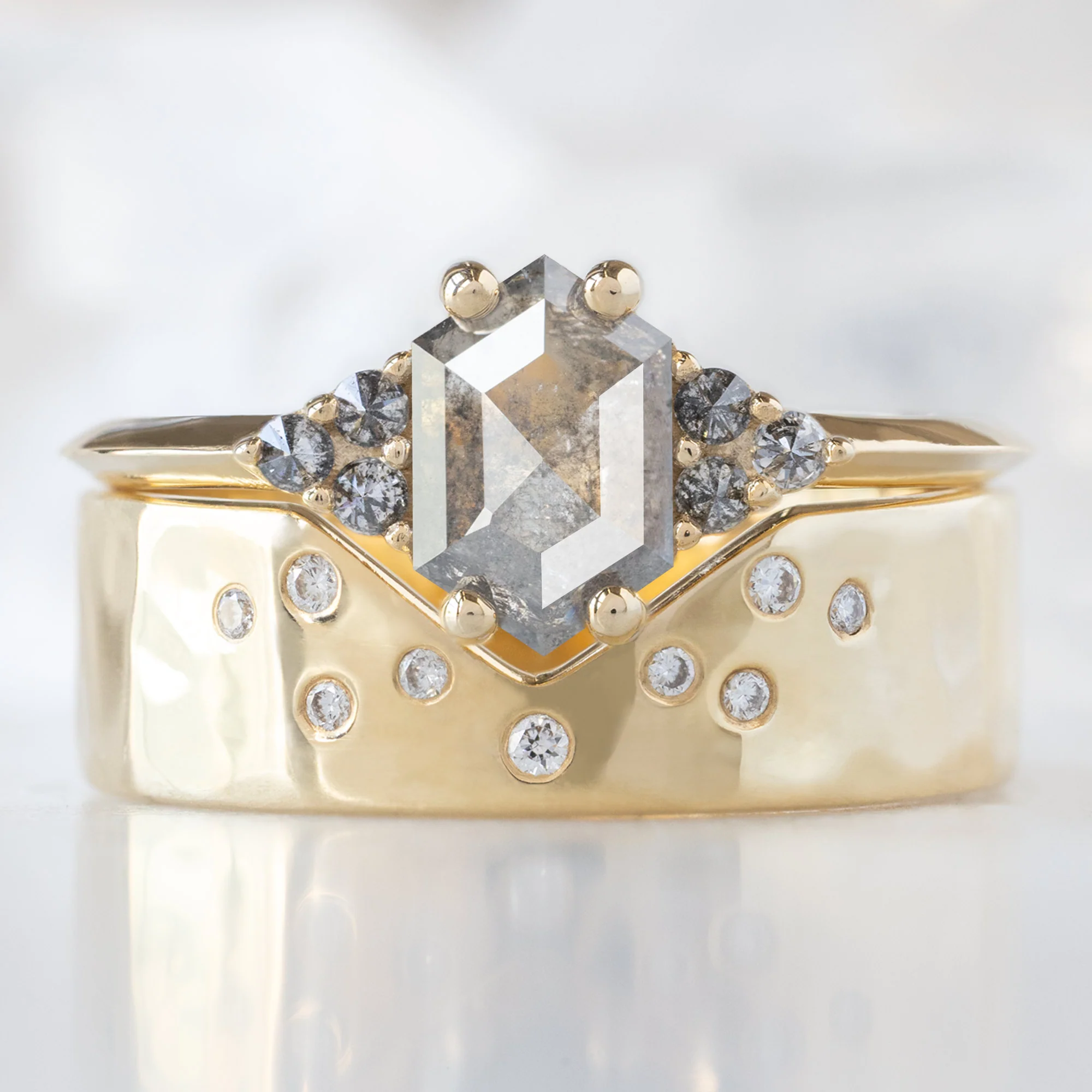 The Ivy Ring | 0.63ct Hexagon Grey Diamond in 14K Yellow Gold - Image 3