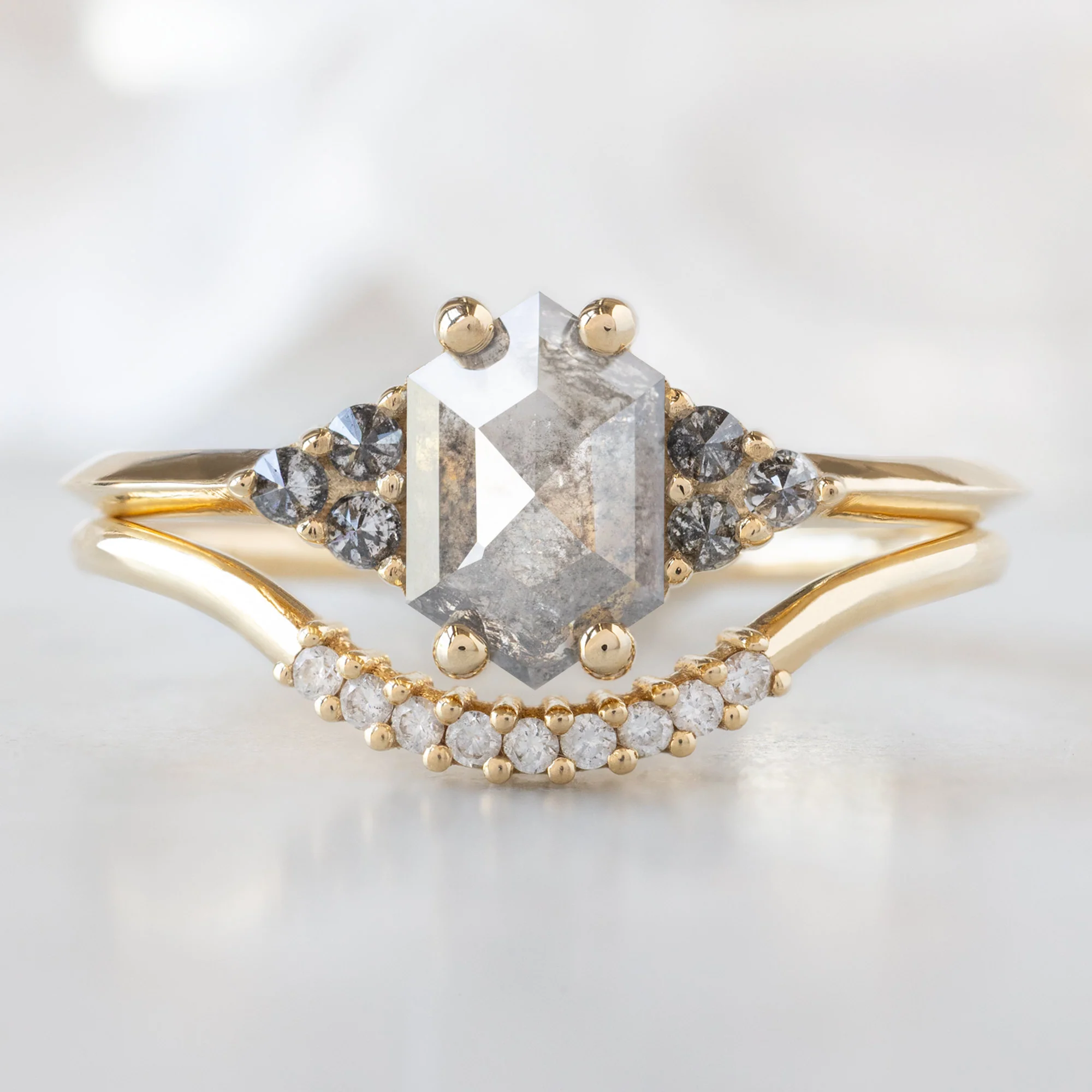 The Ivy Ring | 0.63ct Hexagon Grey Diamond in 14K Yellow Gold - Image 4