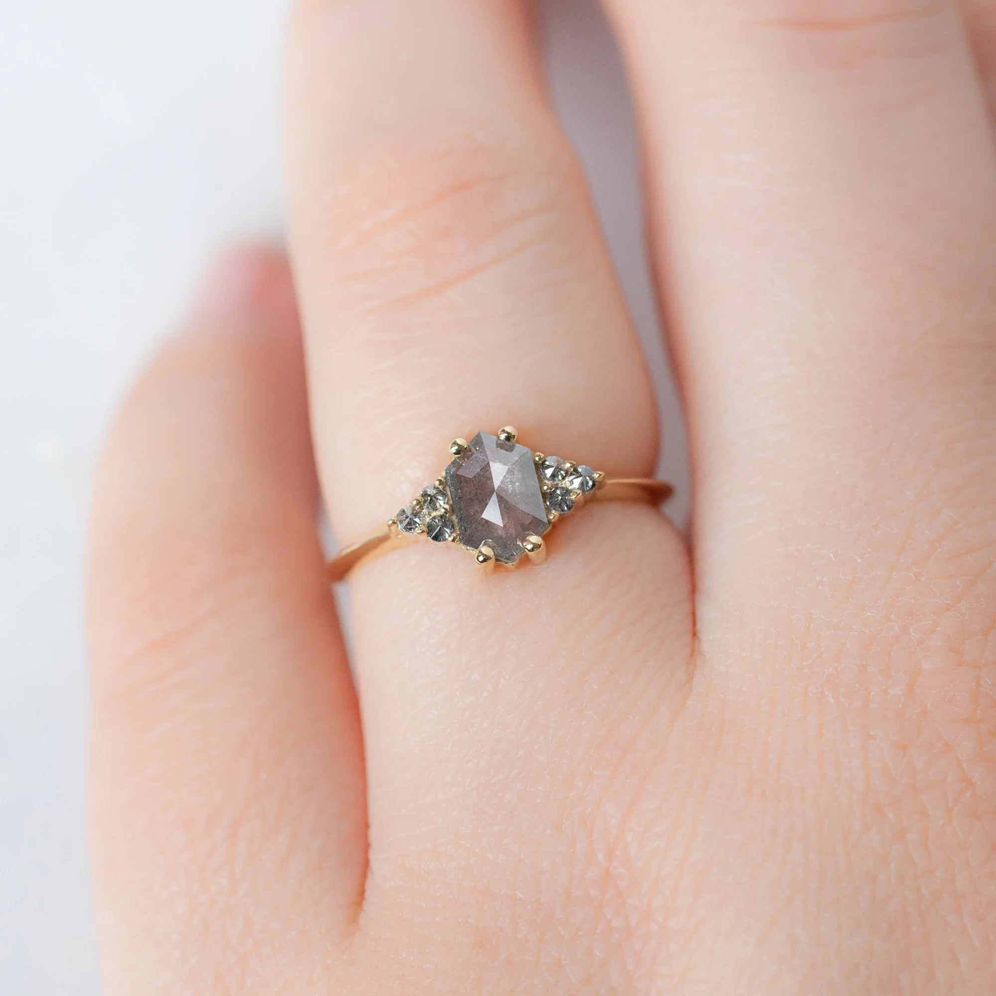 The Ivy Ring | 0.63ct Hexagon Grey Diamond in 14K Yellow Gold - Image 5