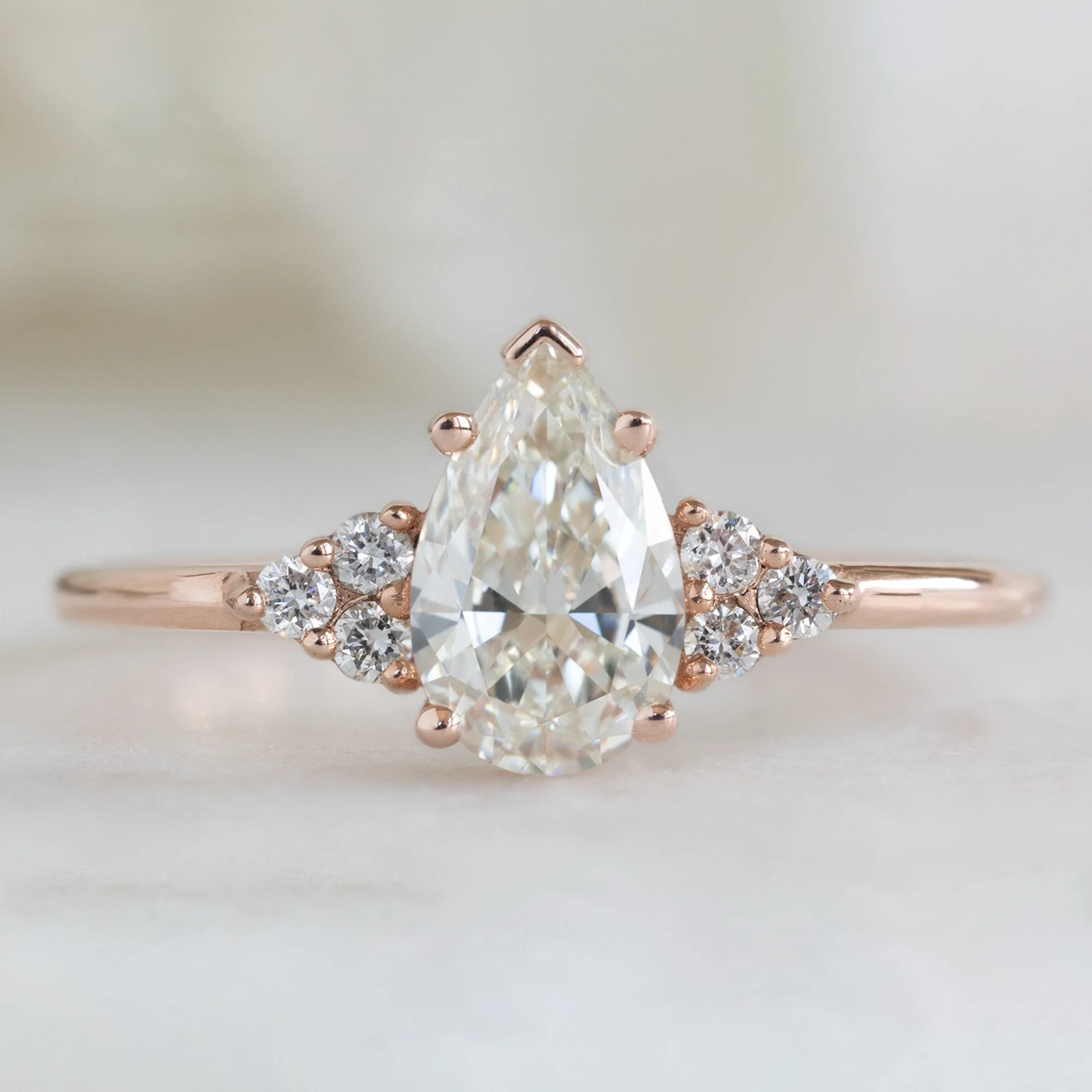 The Ivy Ring | 0.71ct Pear Natural White Diamond in 14K Rose Gold - Image 3