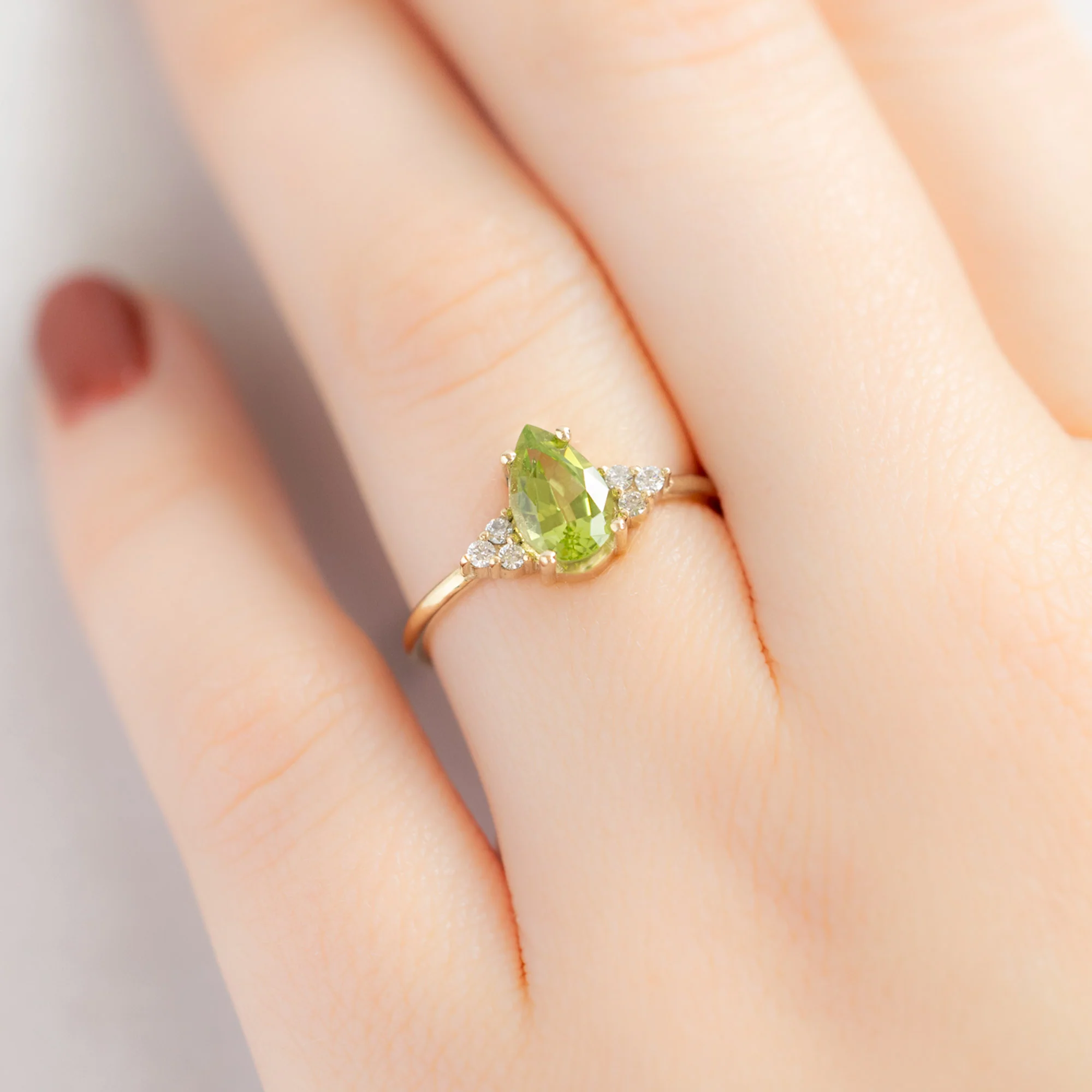 The Ivy Ring | 0.73ct Pear Peridot in 14K Yellow Gold - Image 2