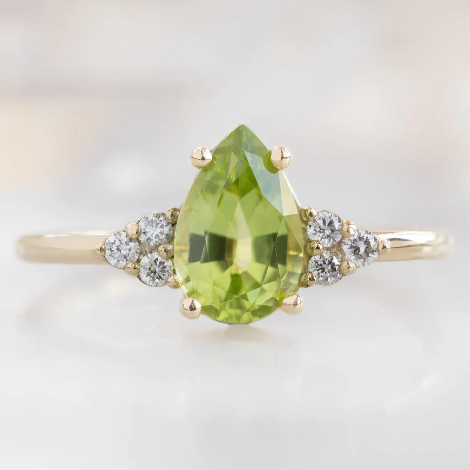The Ivy Ring | 0.89ct Pear Peridot in 14K Yellow Gold