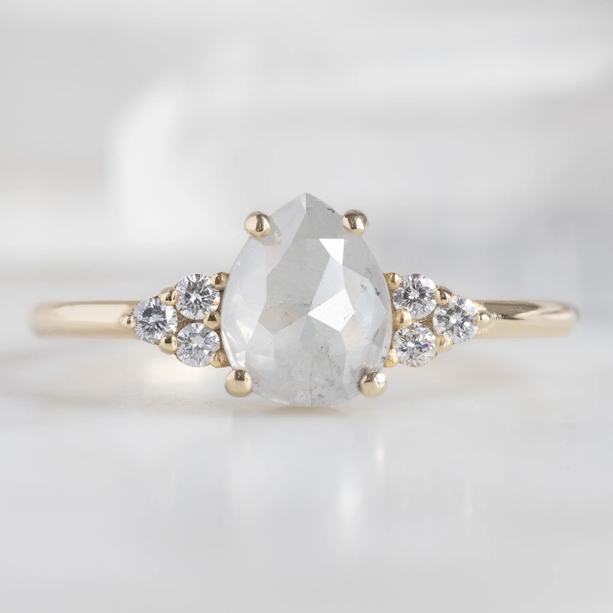 The Ivy Ring | 0.92ct Rose Cut Icy White Diamond in 14K Yellow Gold