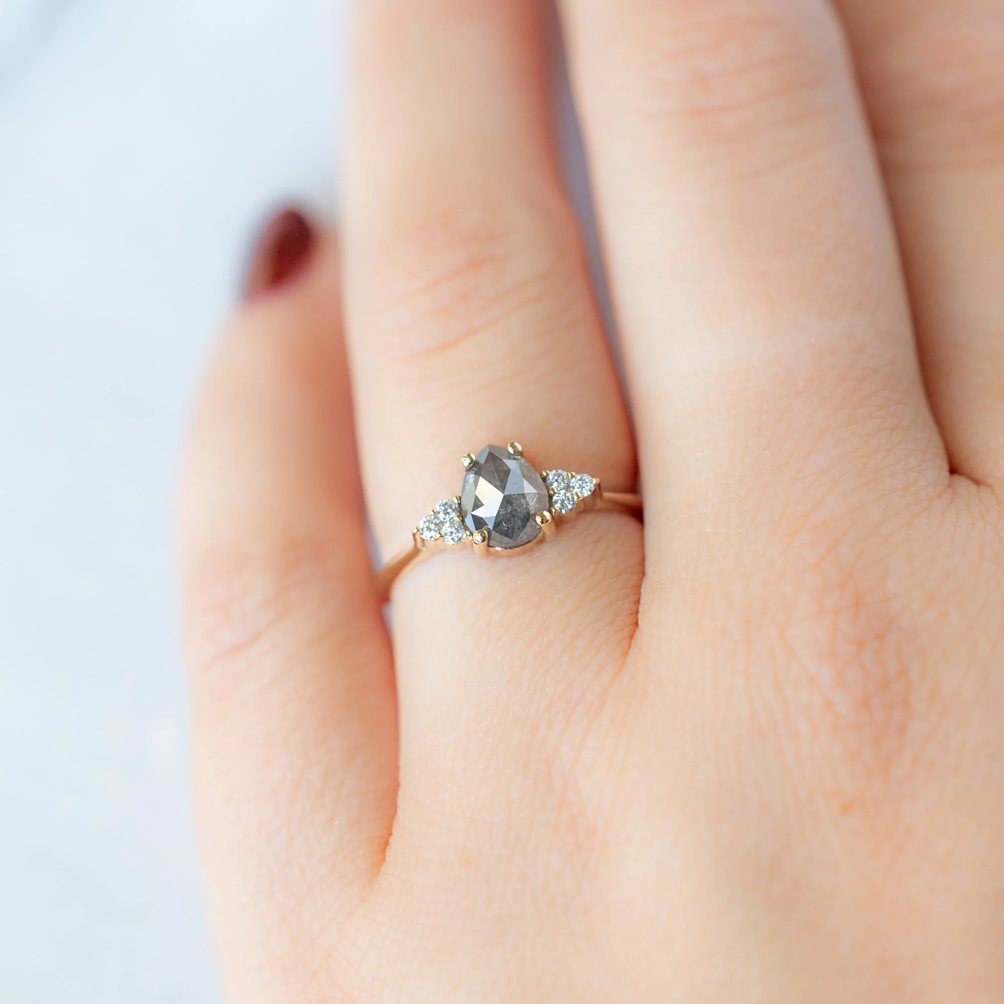 The Ivy Ring | 0.94ct Rose Cut Grey Diamond in 14K Yellow Gold - Image 2