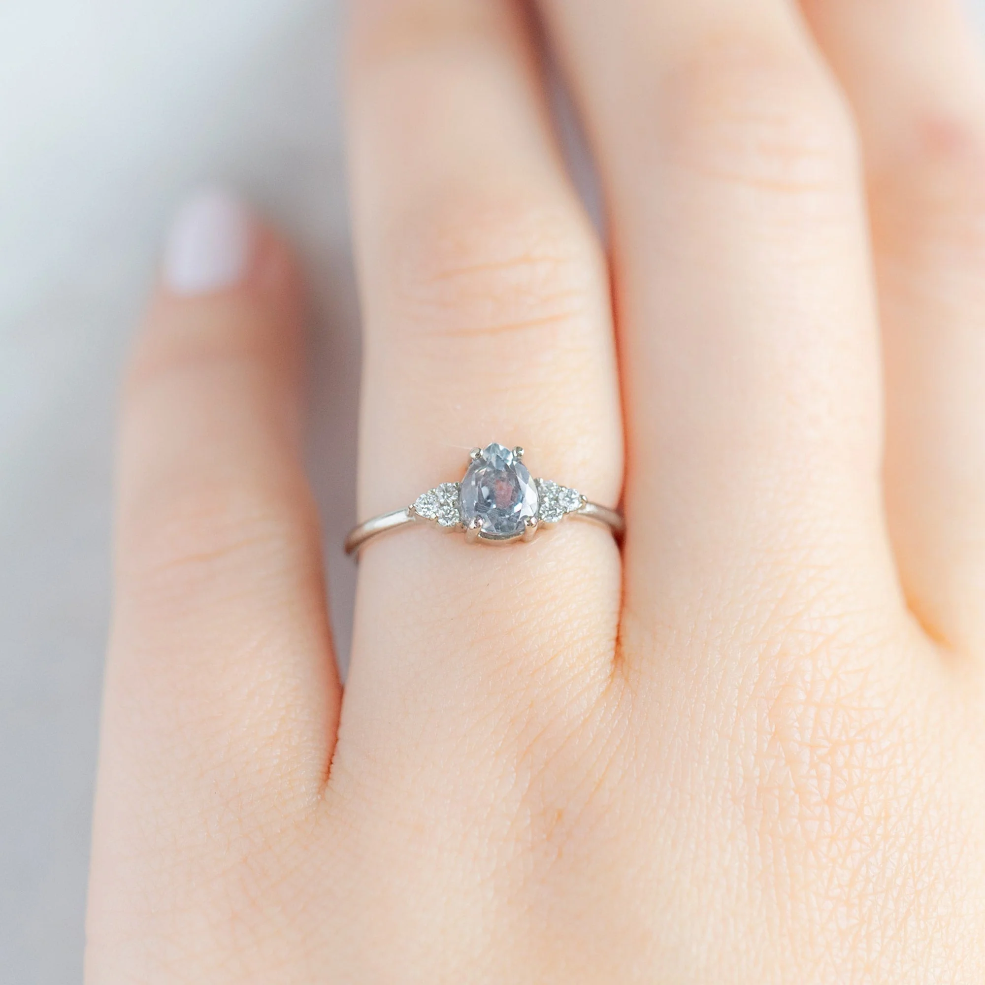 The Ivy Ring | 0.95ct Pear Montana Sapphire in 14K White Gold - Image 2