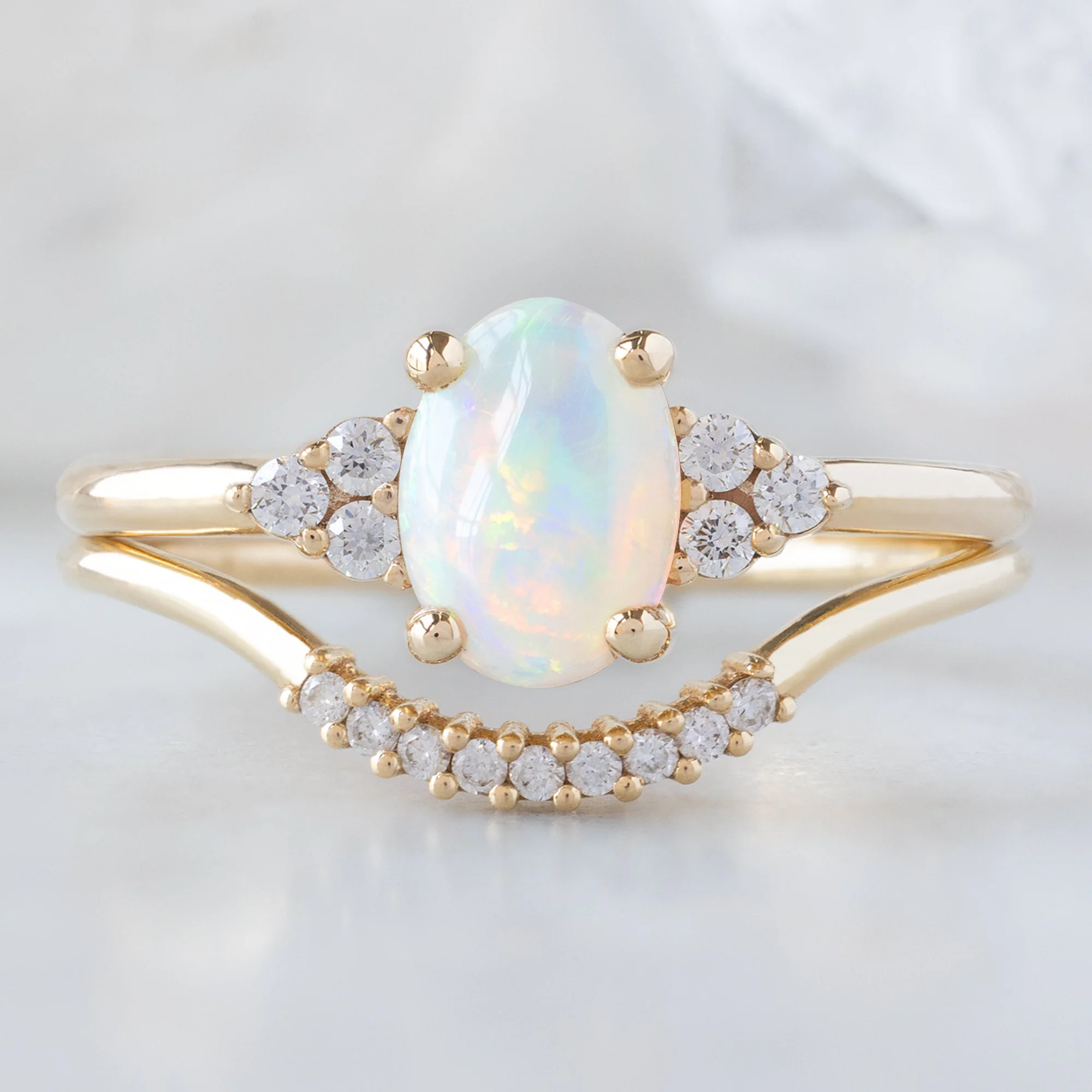 The Ivy Ring | 0.96ct Oval Australian Opal in 14K Yellow Gold - Image 2