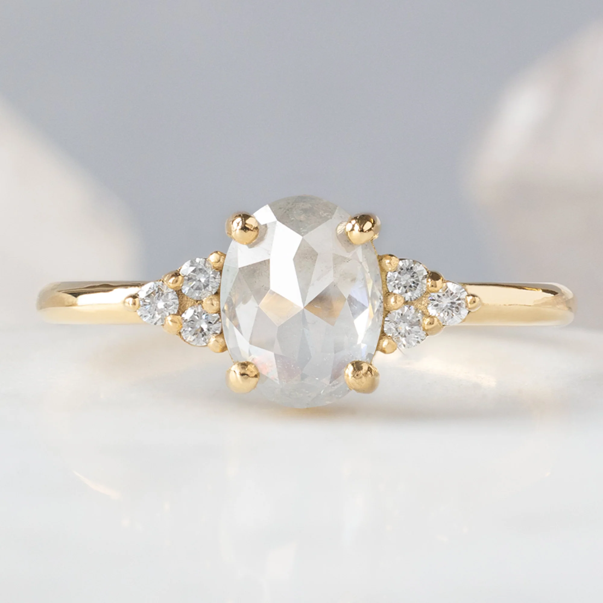 The Ivy Ring | 0.96ct Oval Icy White Diamond in 18K Yellow Gold