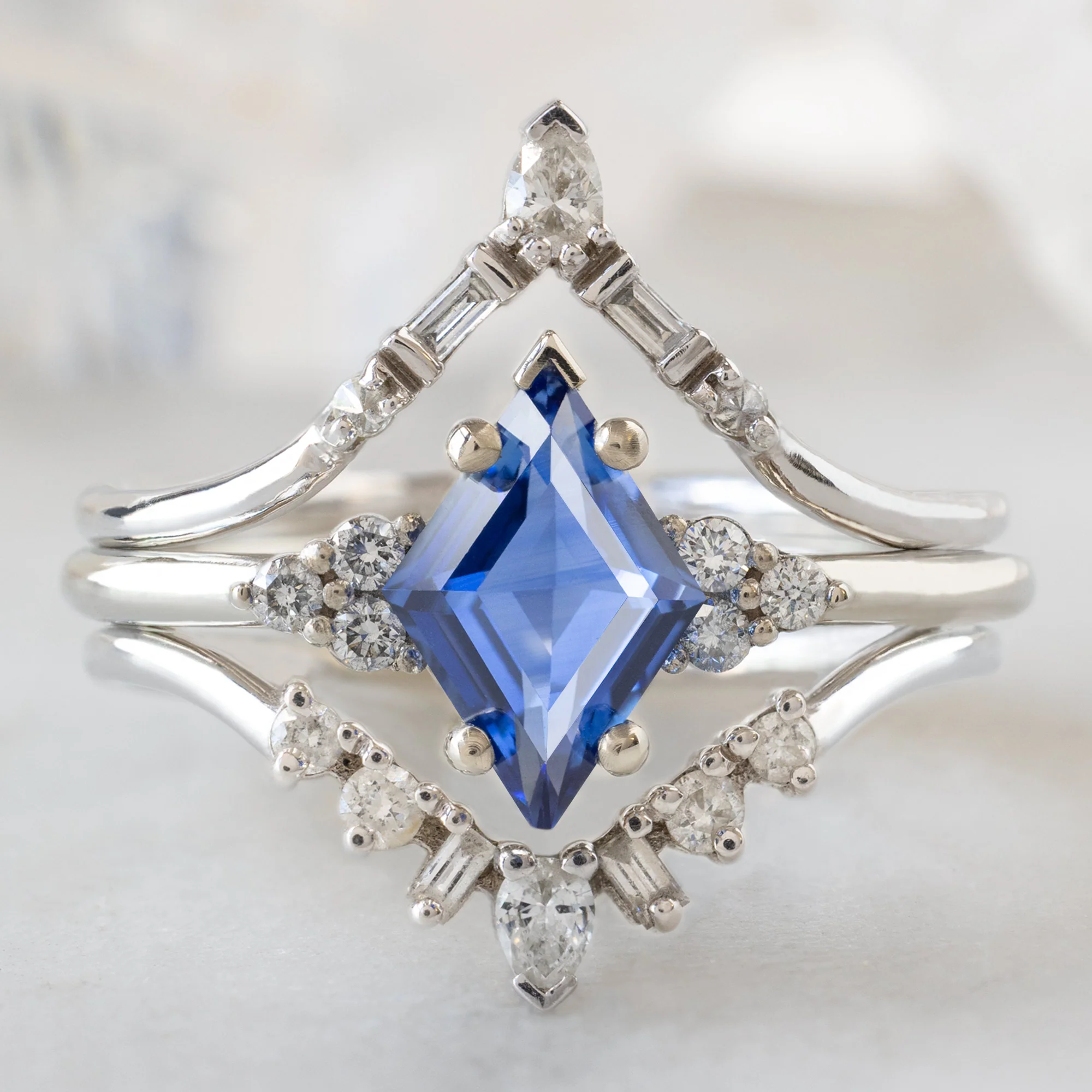 The Ivy Ring | 1.04ct Kite Blue Sapphire in 14K White Gold - Image 2