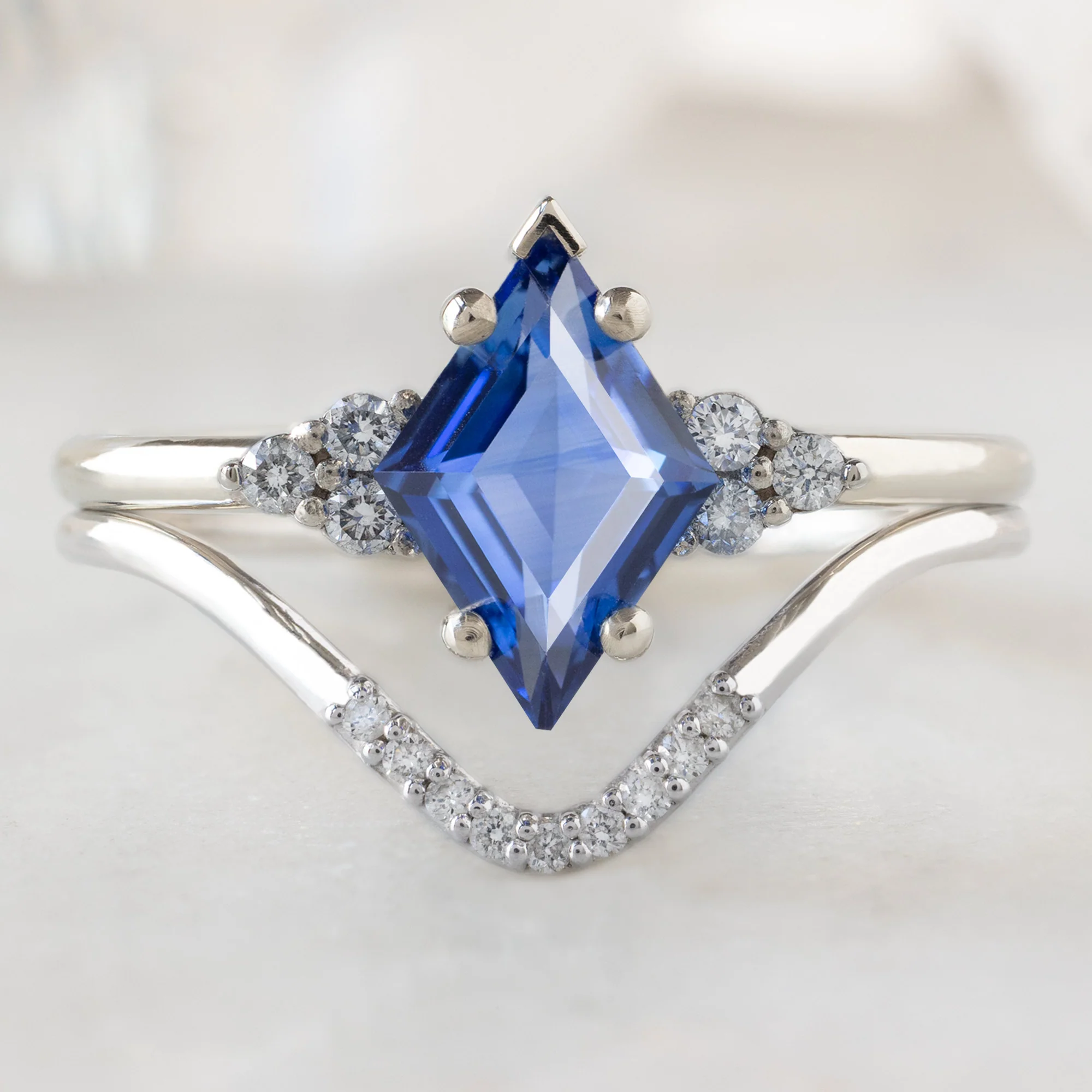 The Ivy Ring | 1.04ct Kite Blue Sapphire in 14K White Gold - Image 3