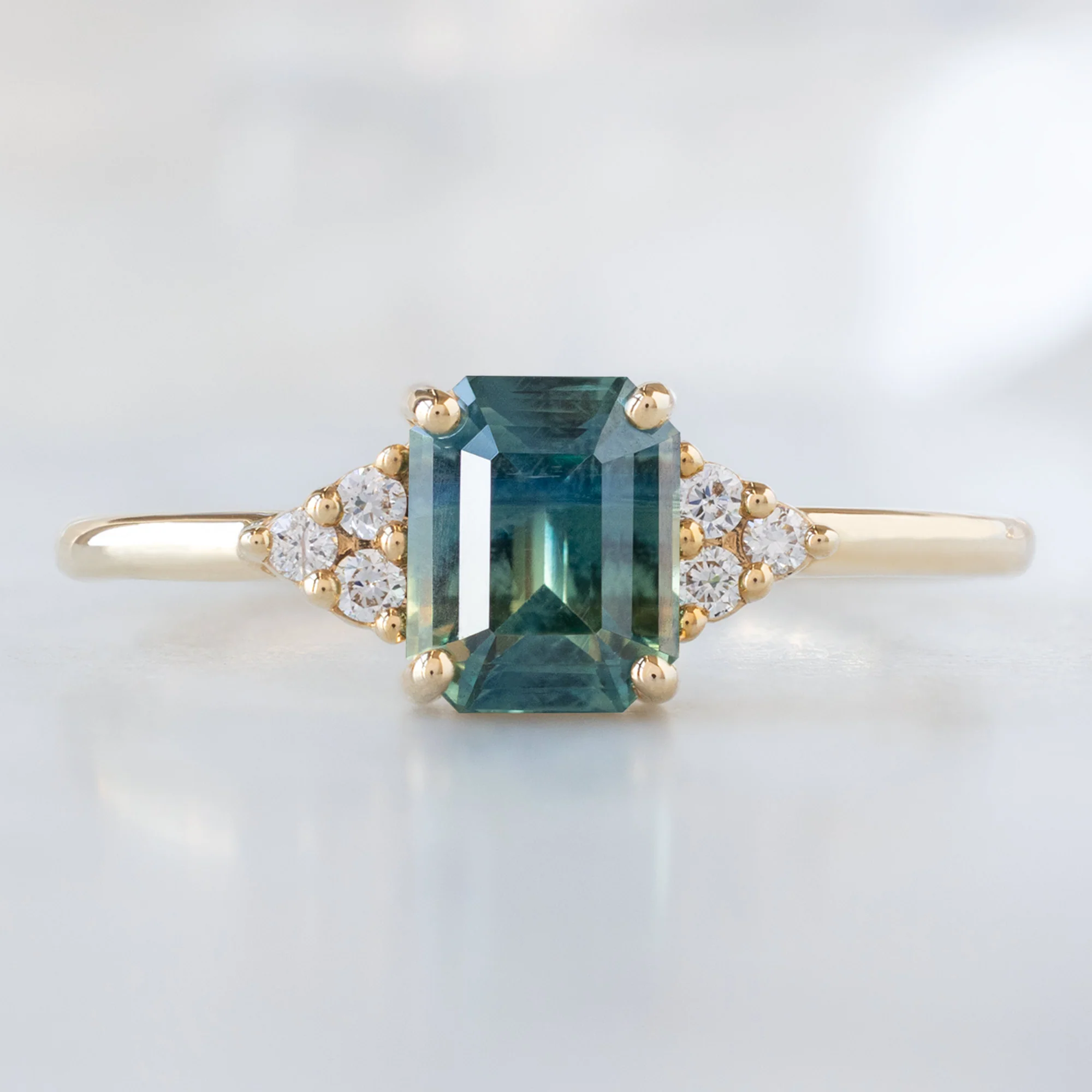 The Ivy Ring | 1.06ct Emerald Cut Parti Sapphire in 14K Yellow Gold