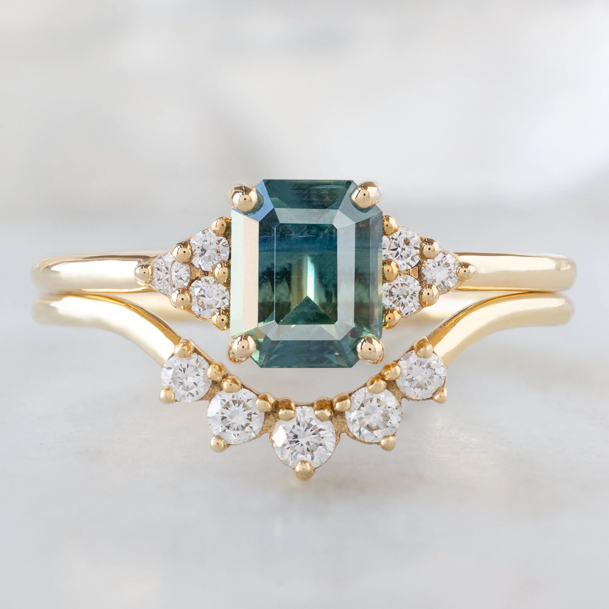 The Ivy Ring | 1.06ct Emerald Cut Parti Sapphire in 14K Yellow Gold - Image 4