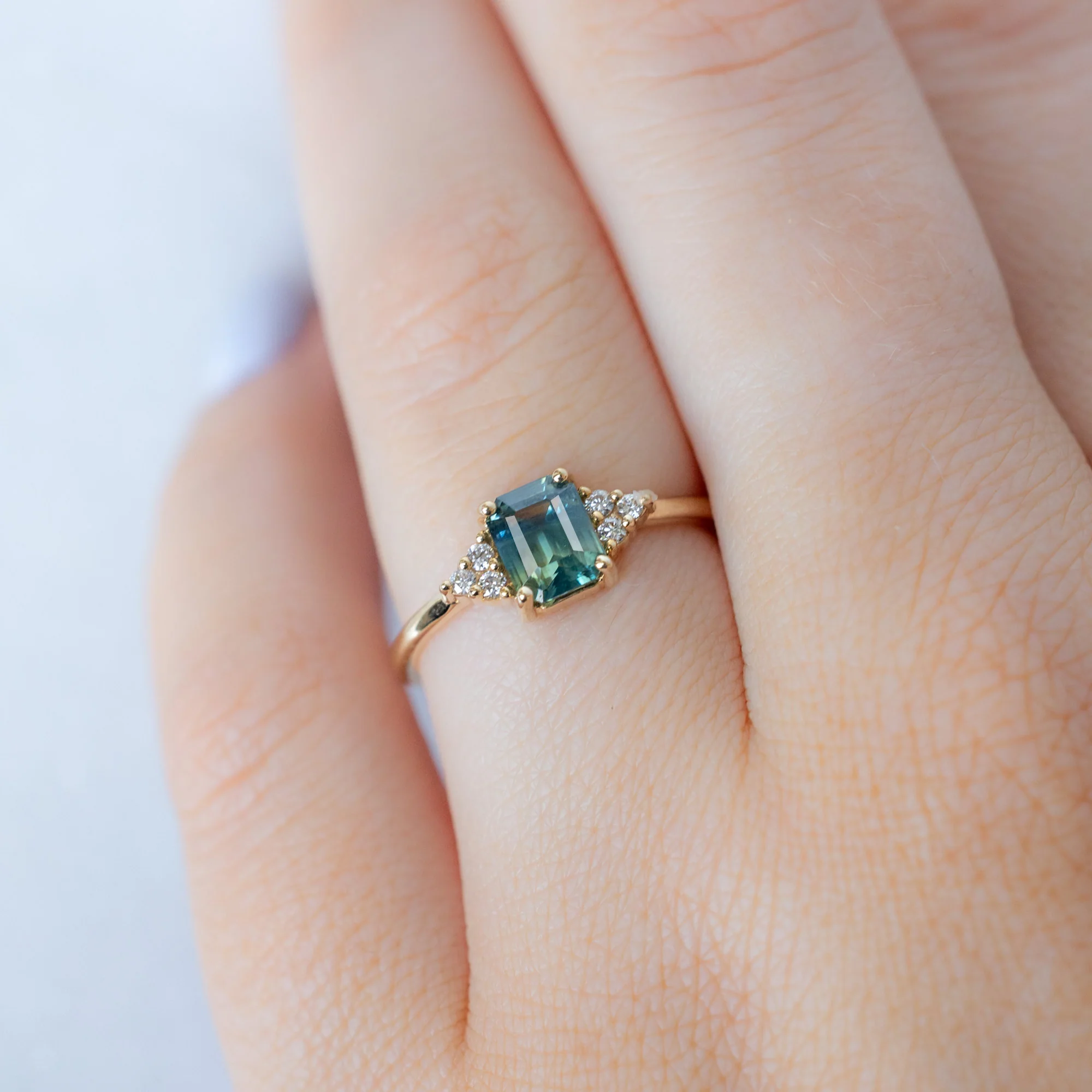 The Ivy Ring | 1.06ct Emerald Cut Parti Sapphire in 14K Yellow Gold - Image 5