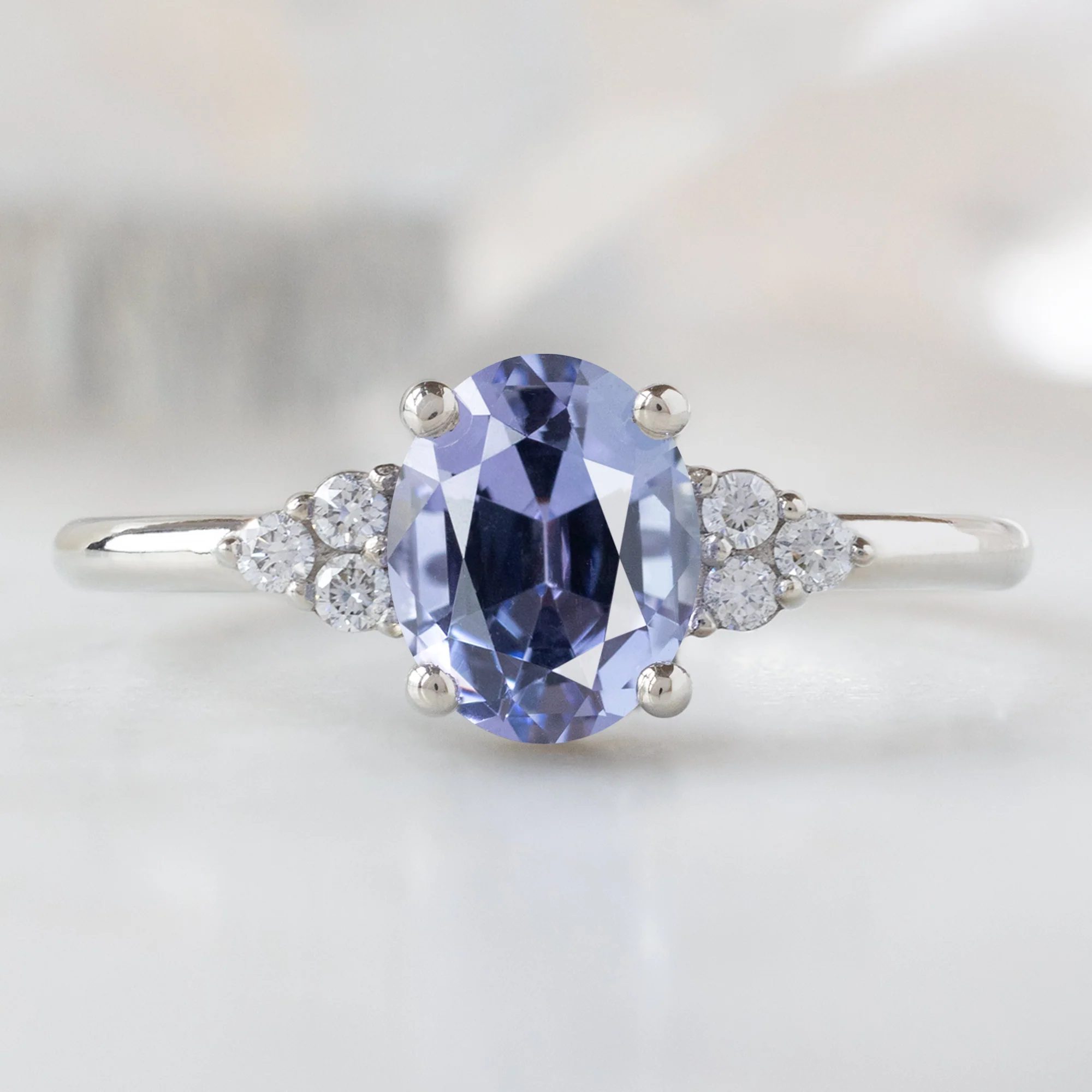 The Ivy Ring | 1.08ct Oval Tanzanite in 14K White Gold
