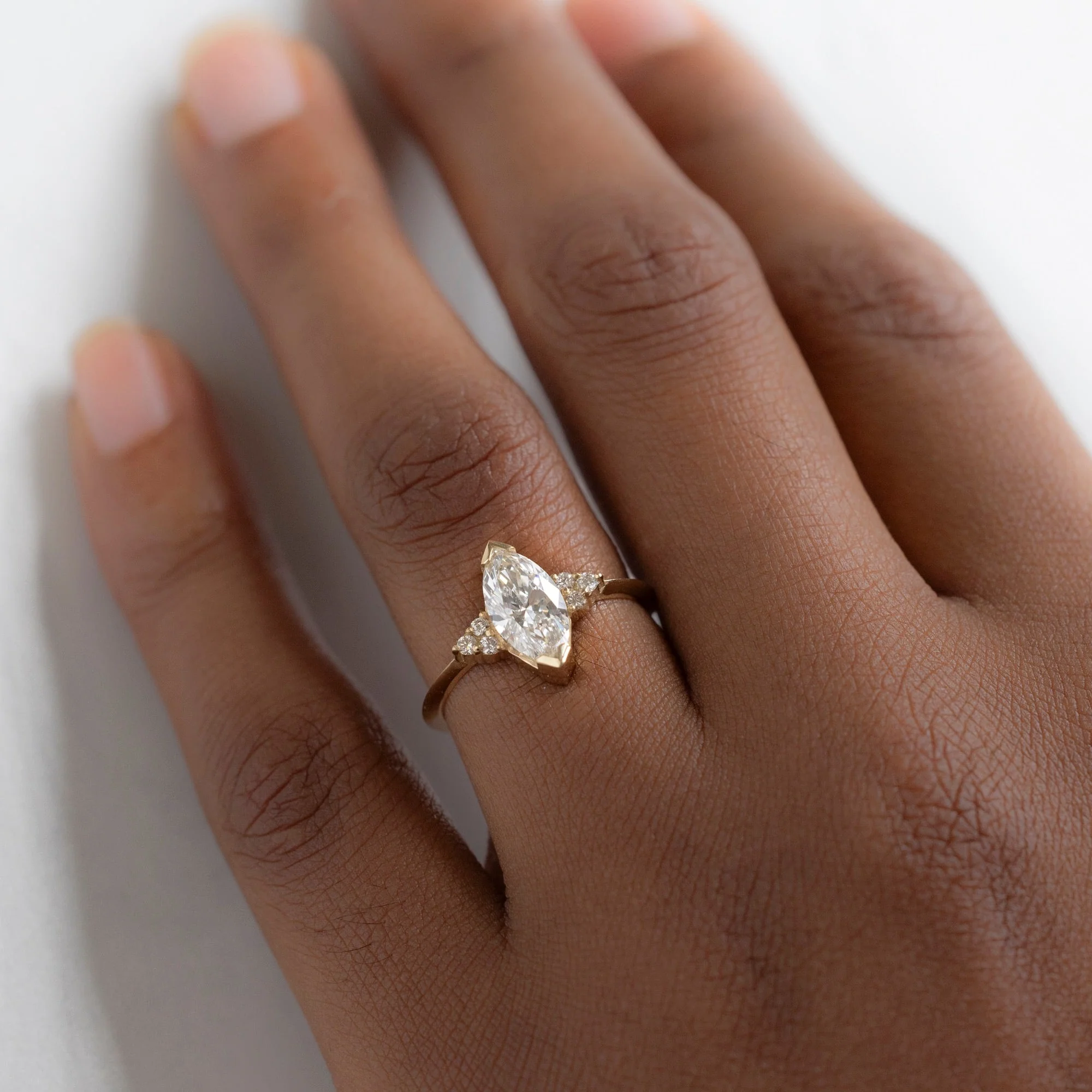 The Ivy Ring | 1.09ct Lab Grown Marquise White Diamond in 14K Yellow Gold - Image 2