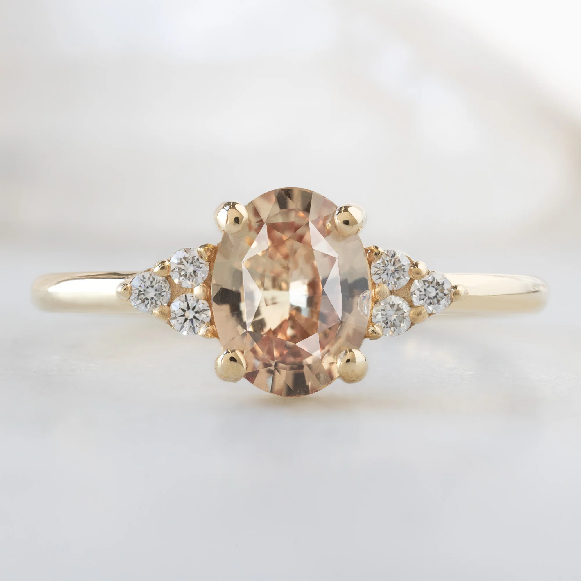 The Ivy Ring | 1.13ct Oval Peach Sapphire in 14K Yellow Gold