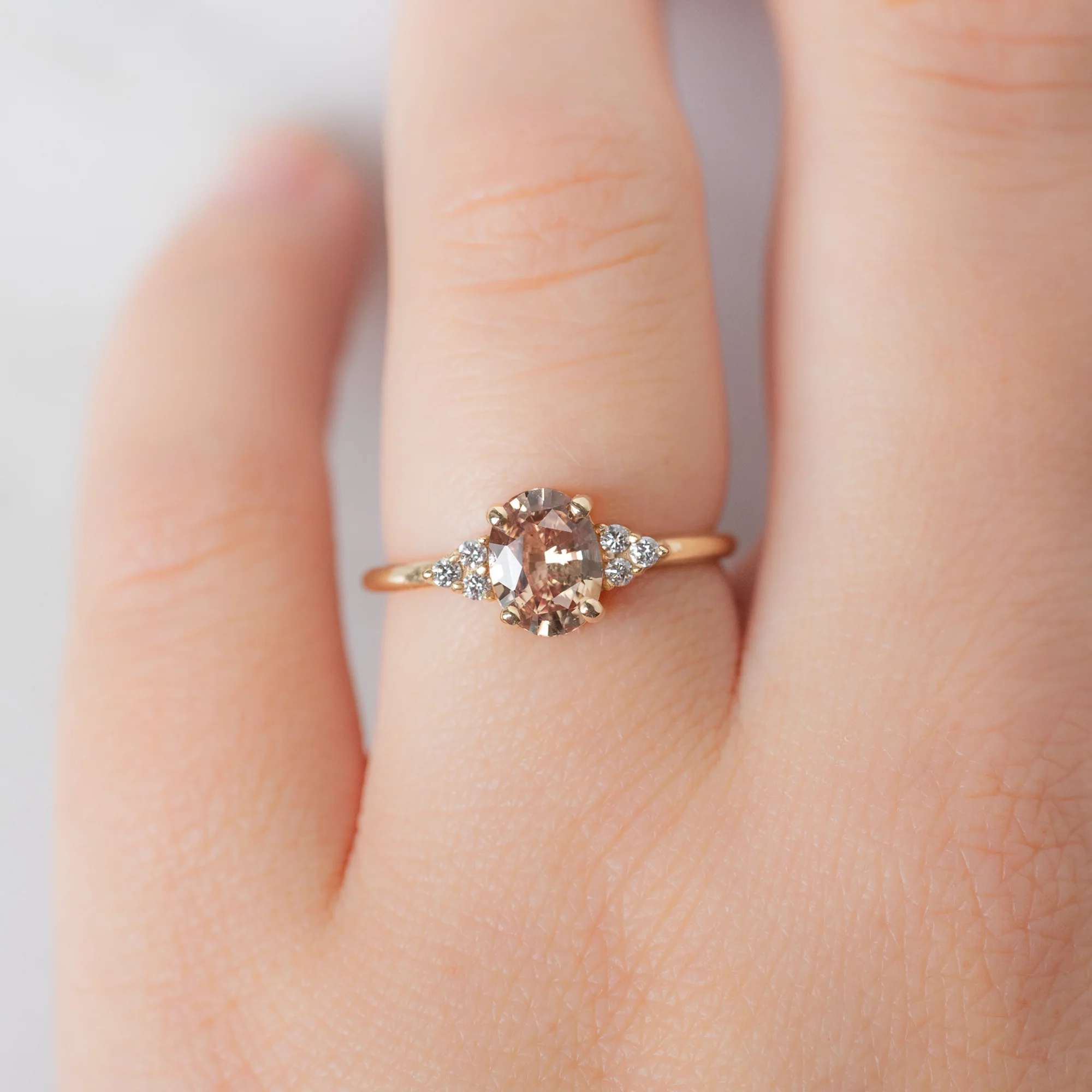 The Ivy Ring | 1.13ct Oval Peach Sapphire in 14K Yellow Gold - Image 4