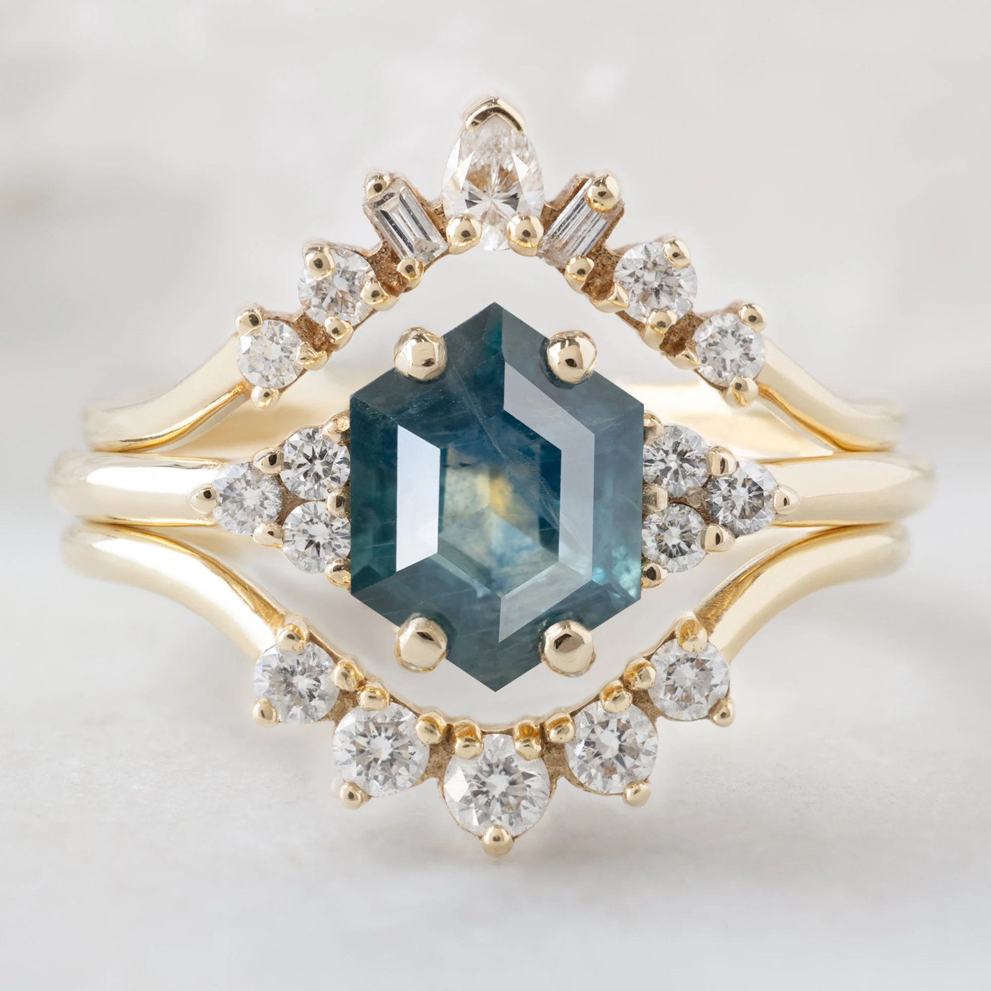 The Ivy Ring | 1.22ct Hexagon Blue Sapphire in 14K Yellow Gold - Image 2