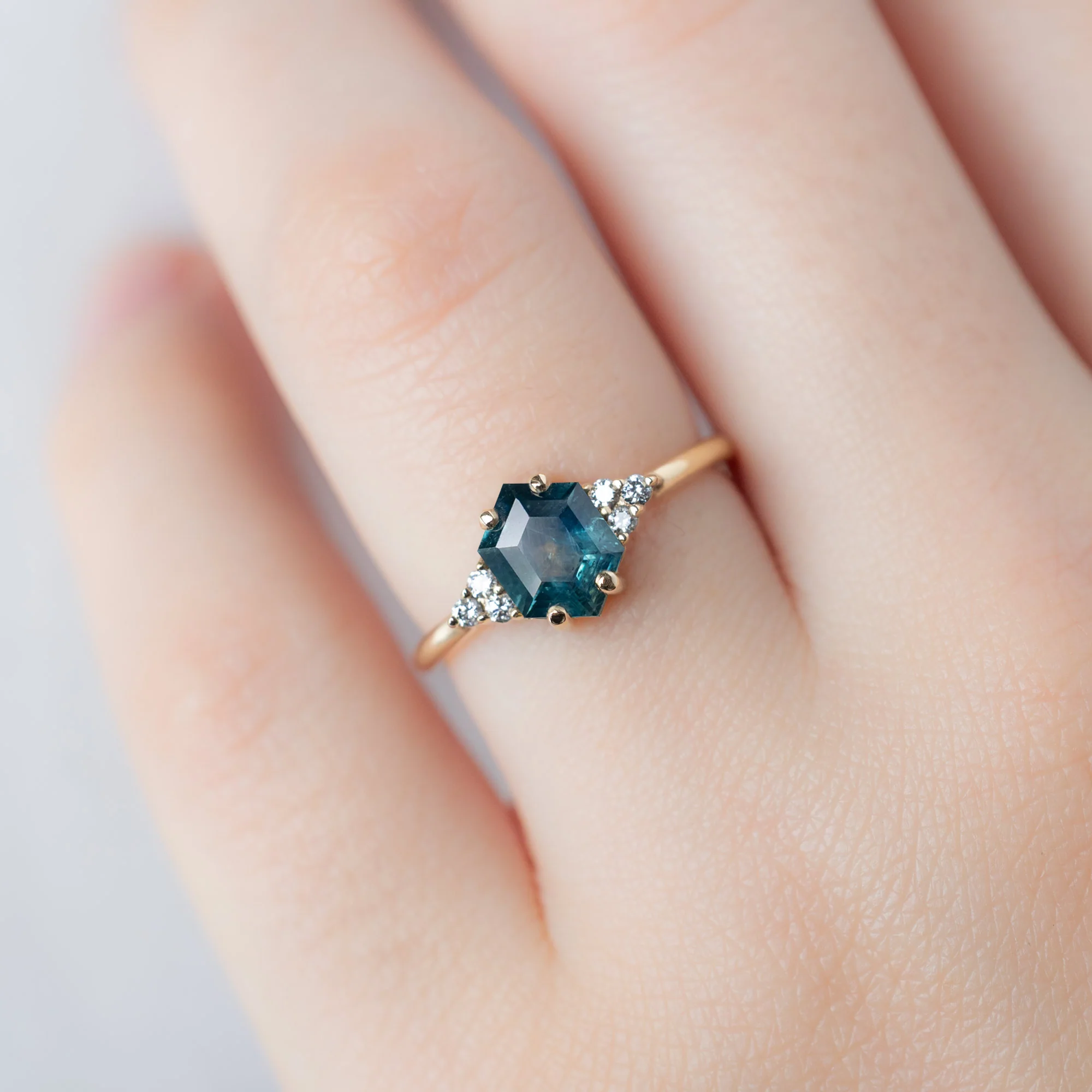 The Ivy Ring | 1.22ct Hexagon Blue Sapphire in 14K Yellow Gold - Image 4