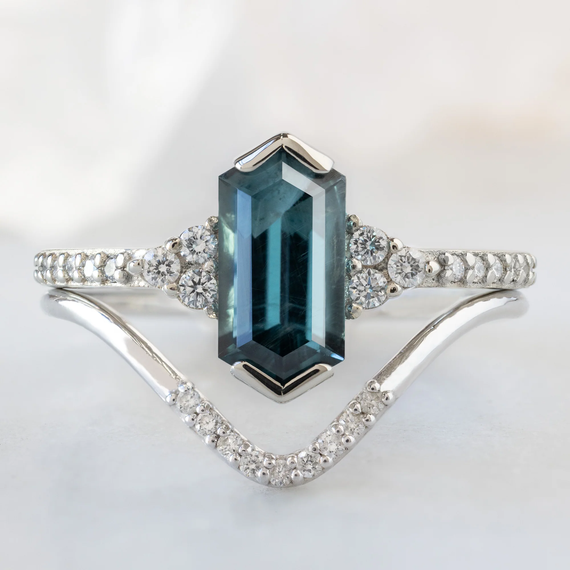 The Ivy Ring | 1.22ct Hexagon Blue Spinel in 14K White Gold - Image 3