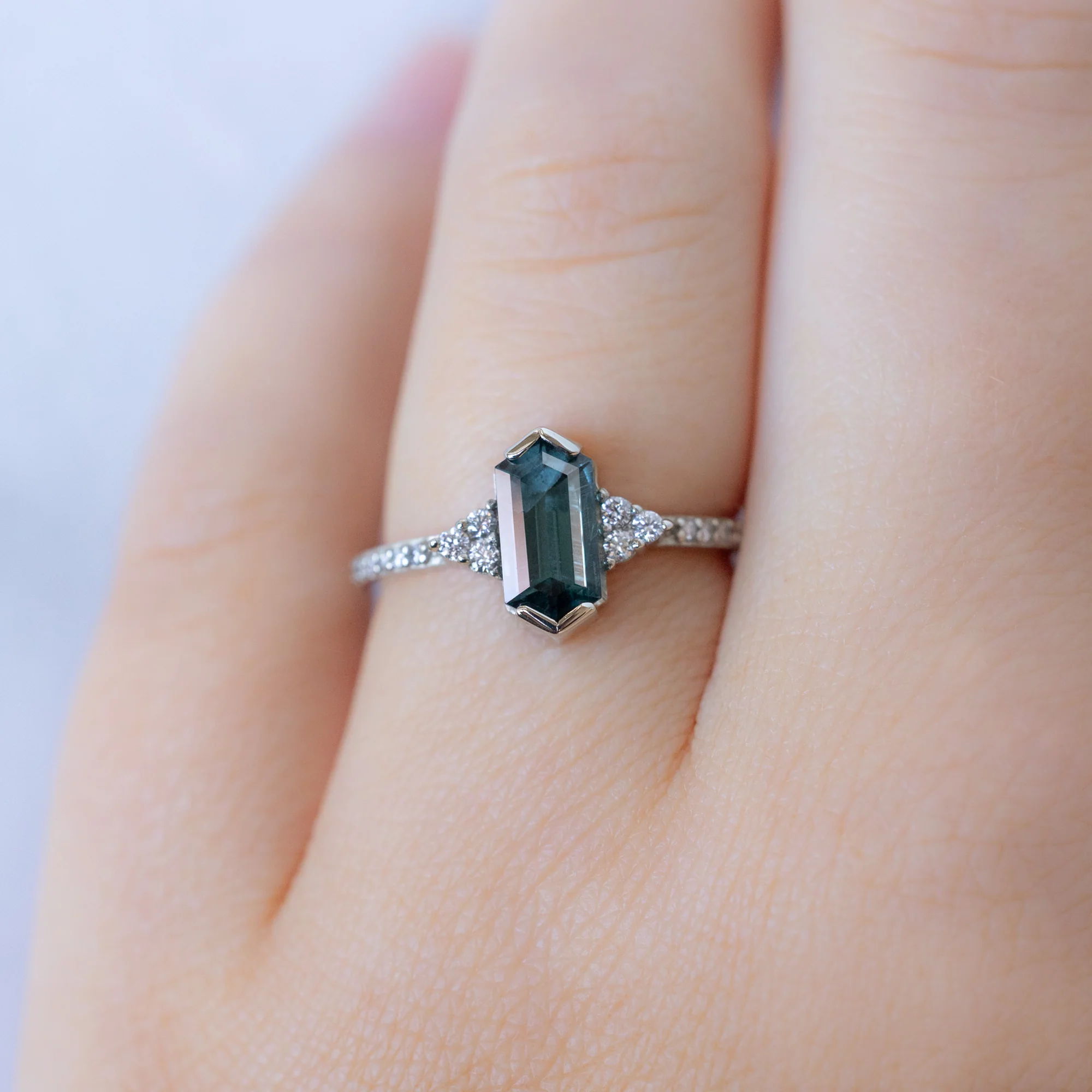 The Ivy Ring | 1.22ct Hexagon Blue Spinel in 14K White Gold - Image 4