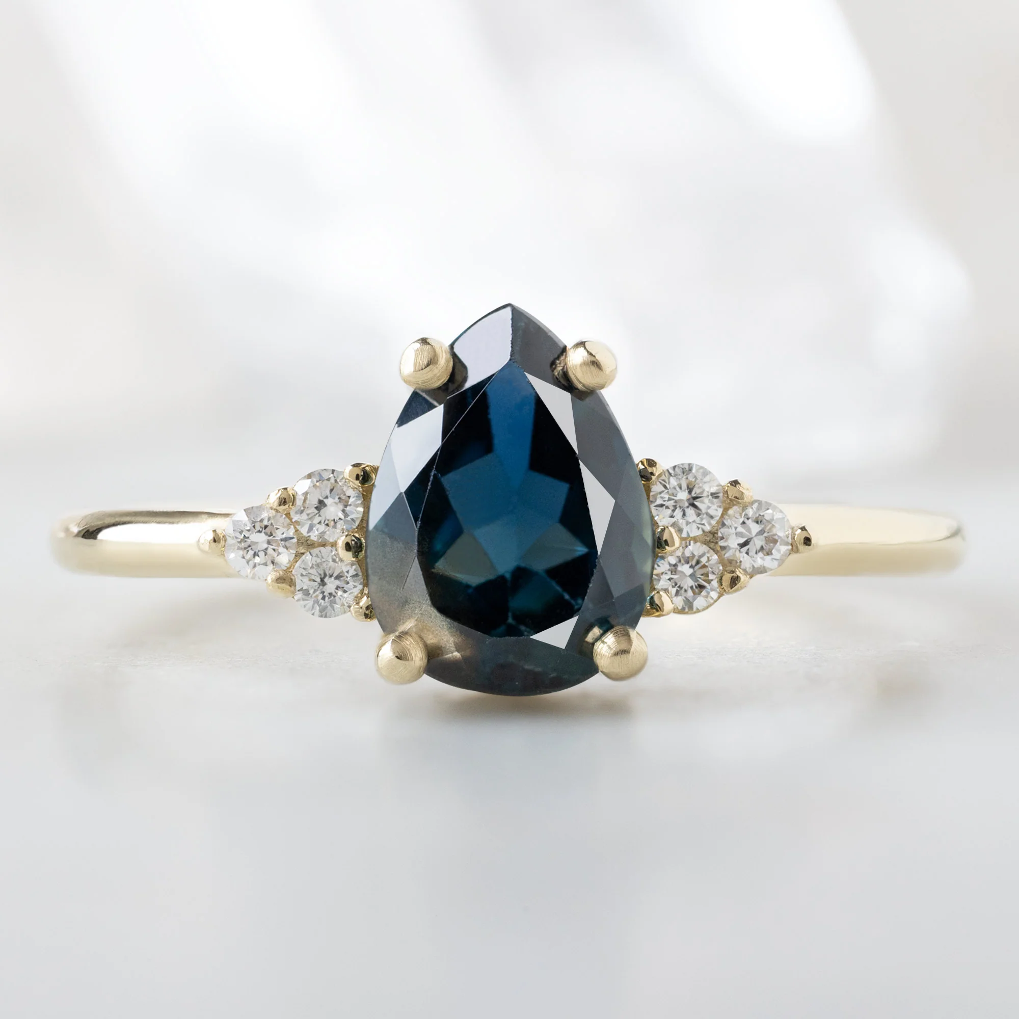 The Ivy Ring | 1.36ct Pear Blue Sapphire in 14K Yellow Gold