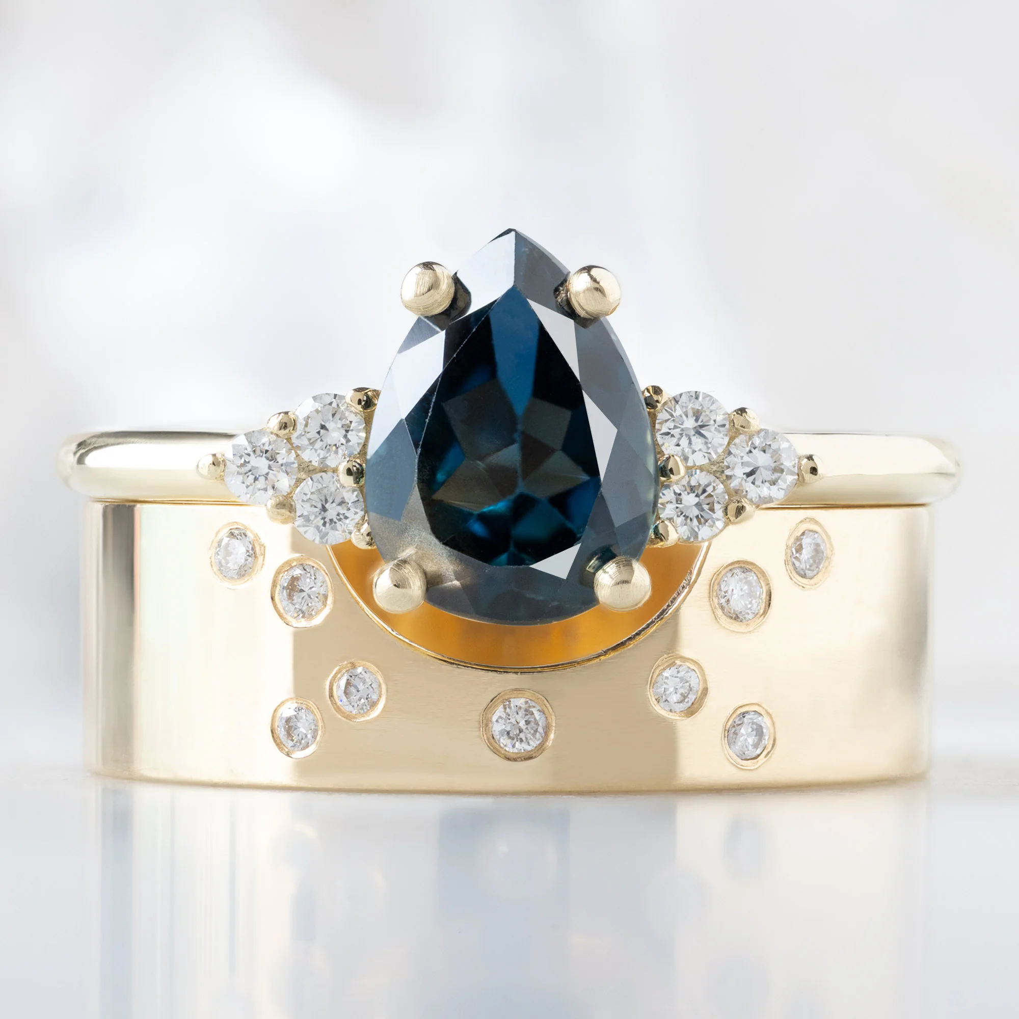 The Ivy Ring | 1.36ct Pear Blue Sapphire in 14K Yellow Gold - Image 3