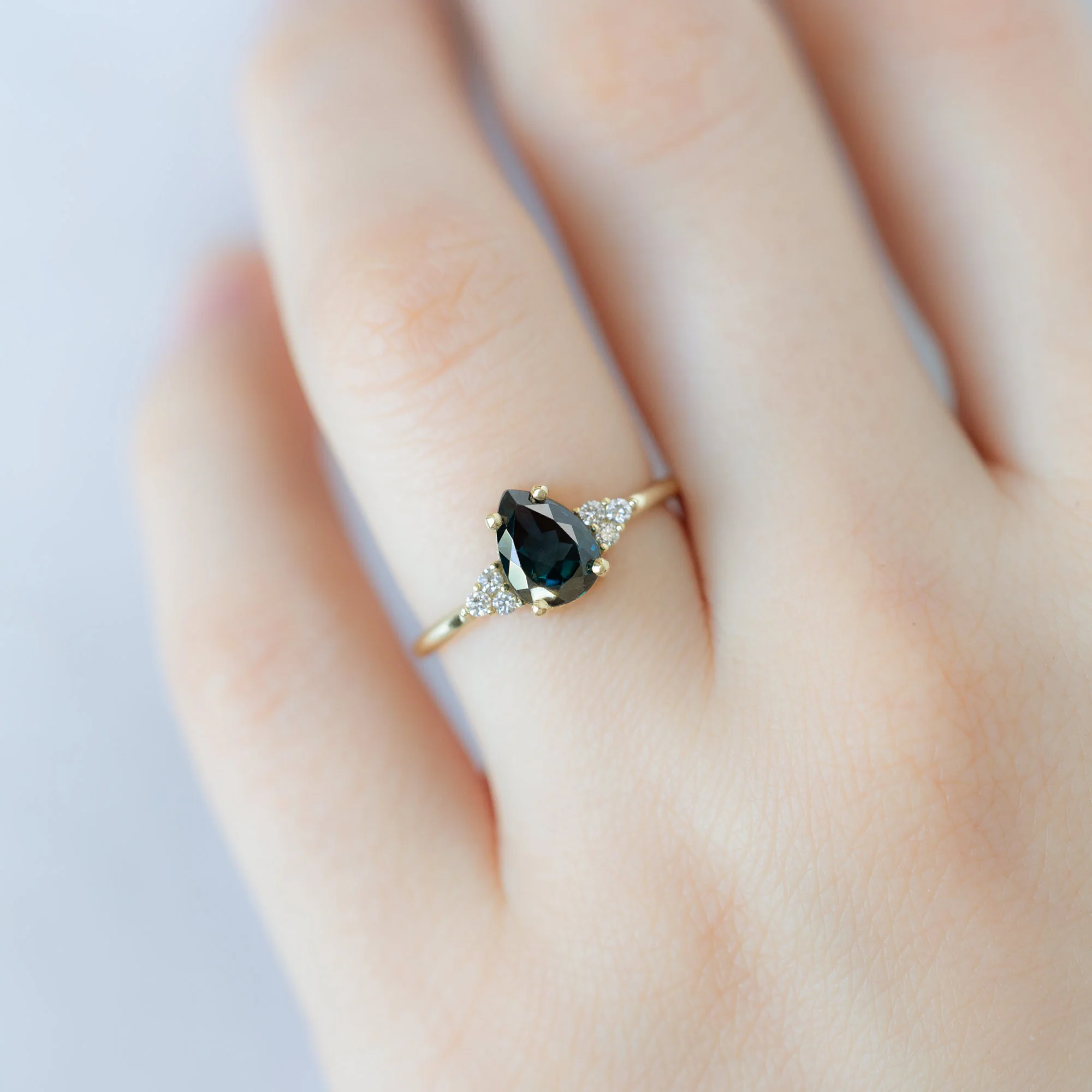 The Ivy Ring | 1.36ct Pear Blue Sapphire in 14K Yellow Gold - Image 4