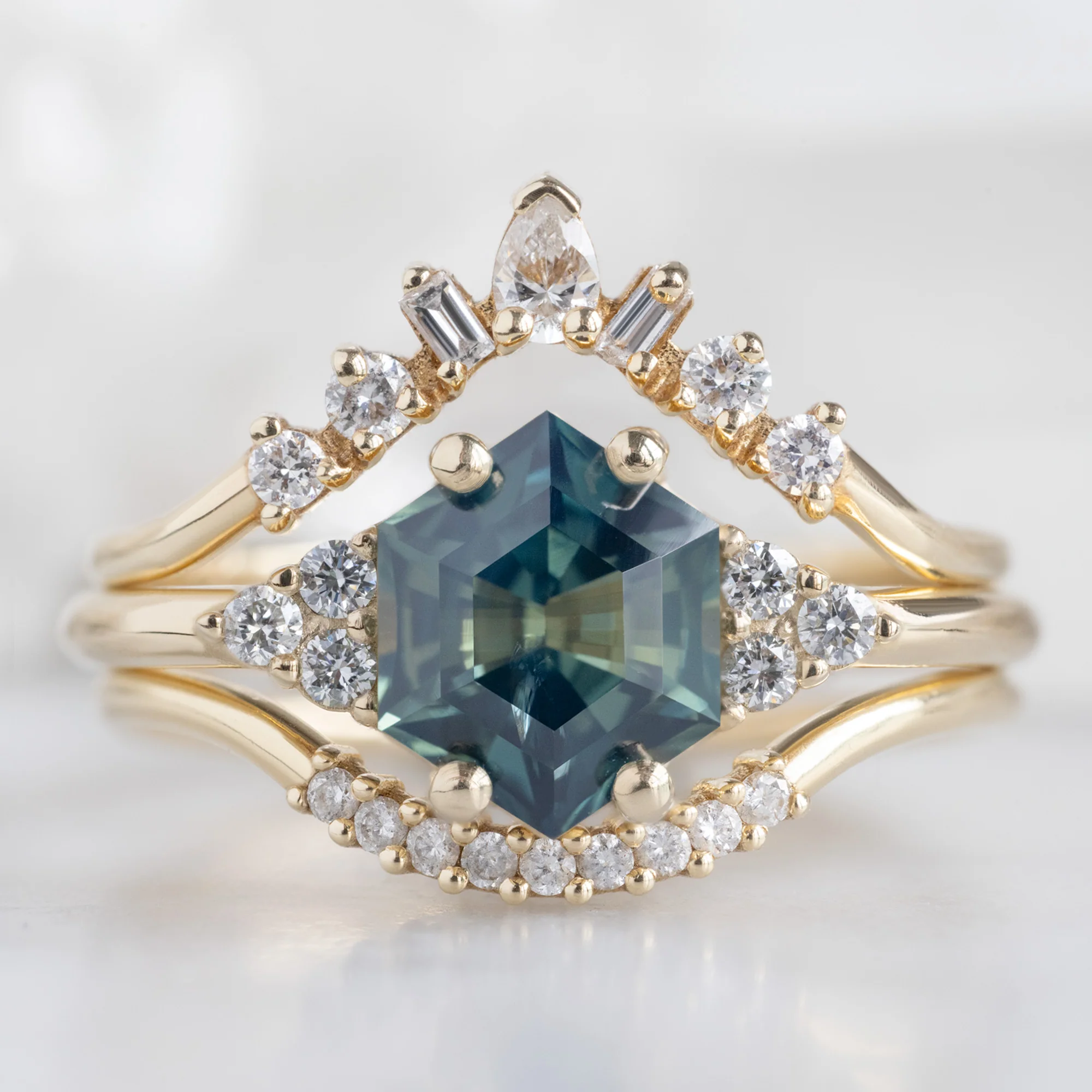 The Ivy Ring | 1.37ct Hexagon Parti Sapphire in 14K Yellow Gold - Image 2