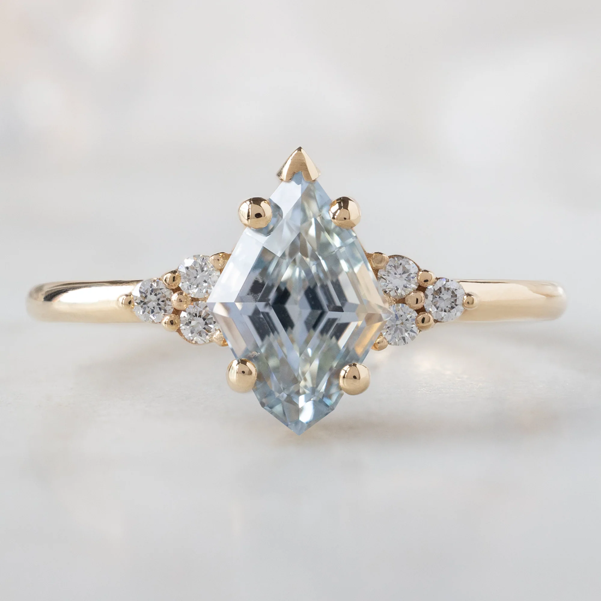The Ivy Ring | 1.37ct Kite Blue Sapphire in 14K Yellow Gold