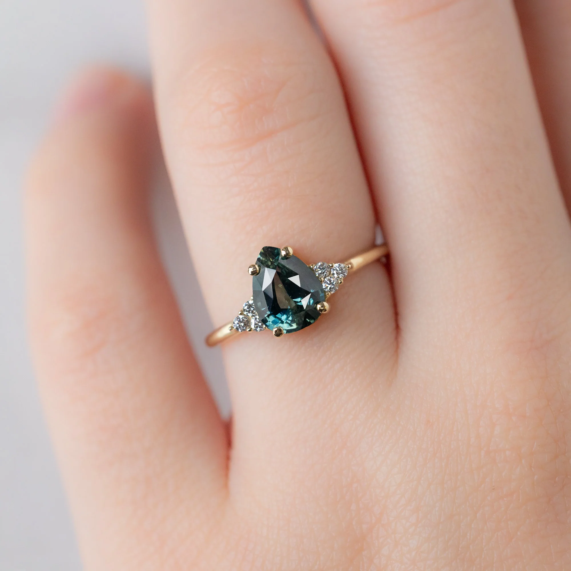 The Ivy Ring | 1.37ct Pear Montana Sapphire in 14K Yellow Gold - Image 4