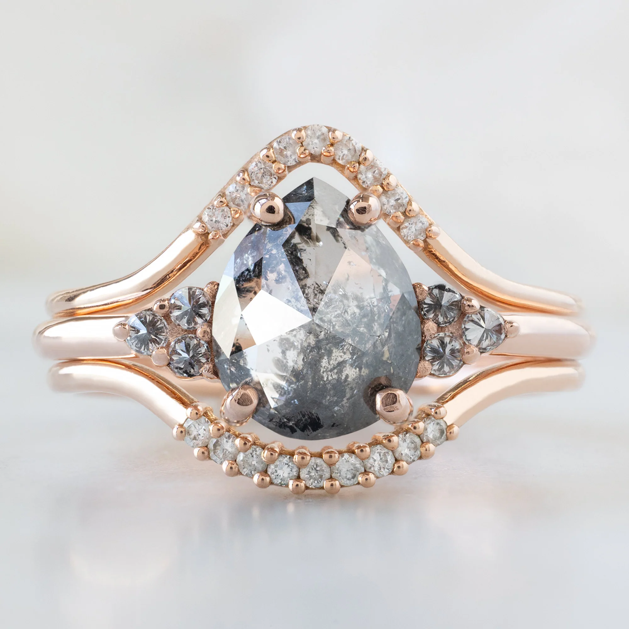 The Ivy Ring | 1.37ct Pear Salt and Pepper Diamond in 14K Rose Gold - Image 2