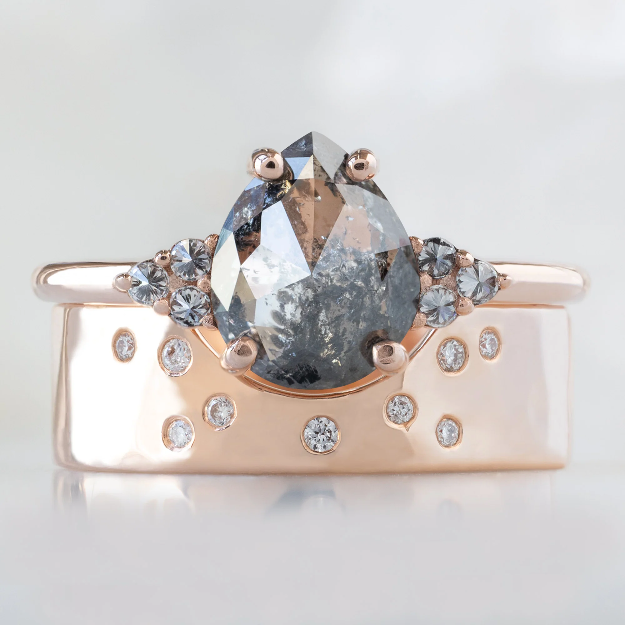 The Ivy Ring | 1.37ct Pear Salt and Pepper Diamond in 14K Rose Gold - Image 3