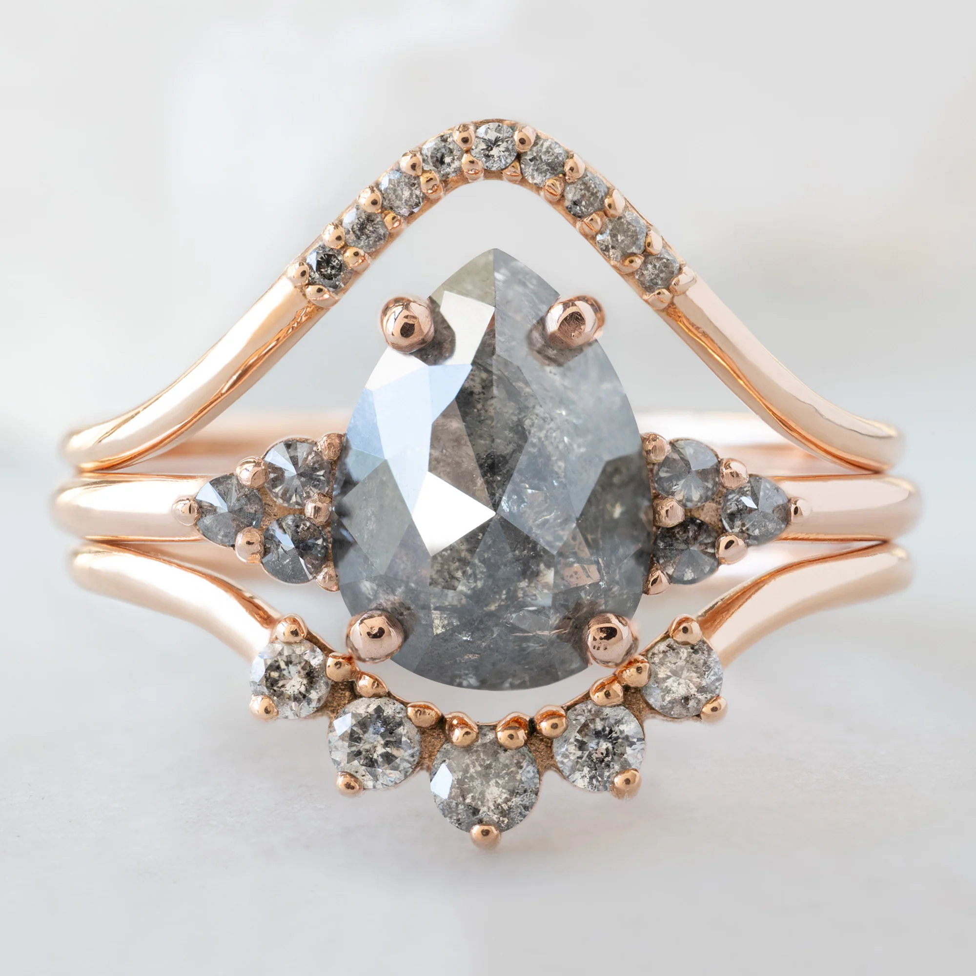 The Ivy Ring | 1.43ct Pear Salt and Pepper Diamond in 14K Rose Gold - Image 2