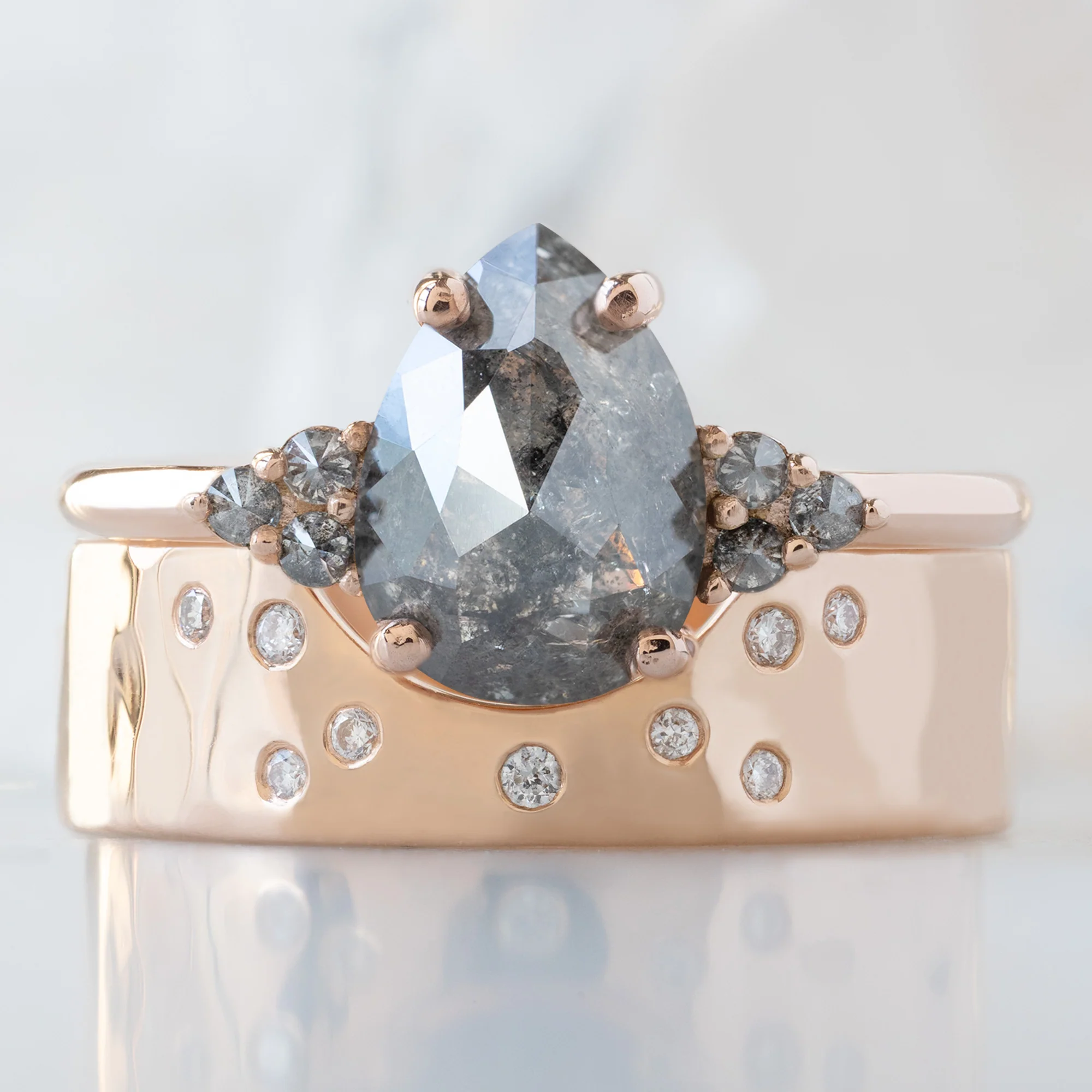 The Ivy Ring | 1.43ct Pear Salt and Pepper Diamond in 14K Rose Gold - Image 3