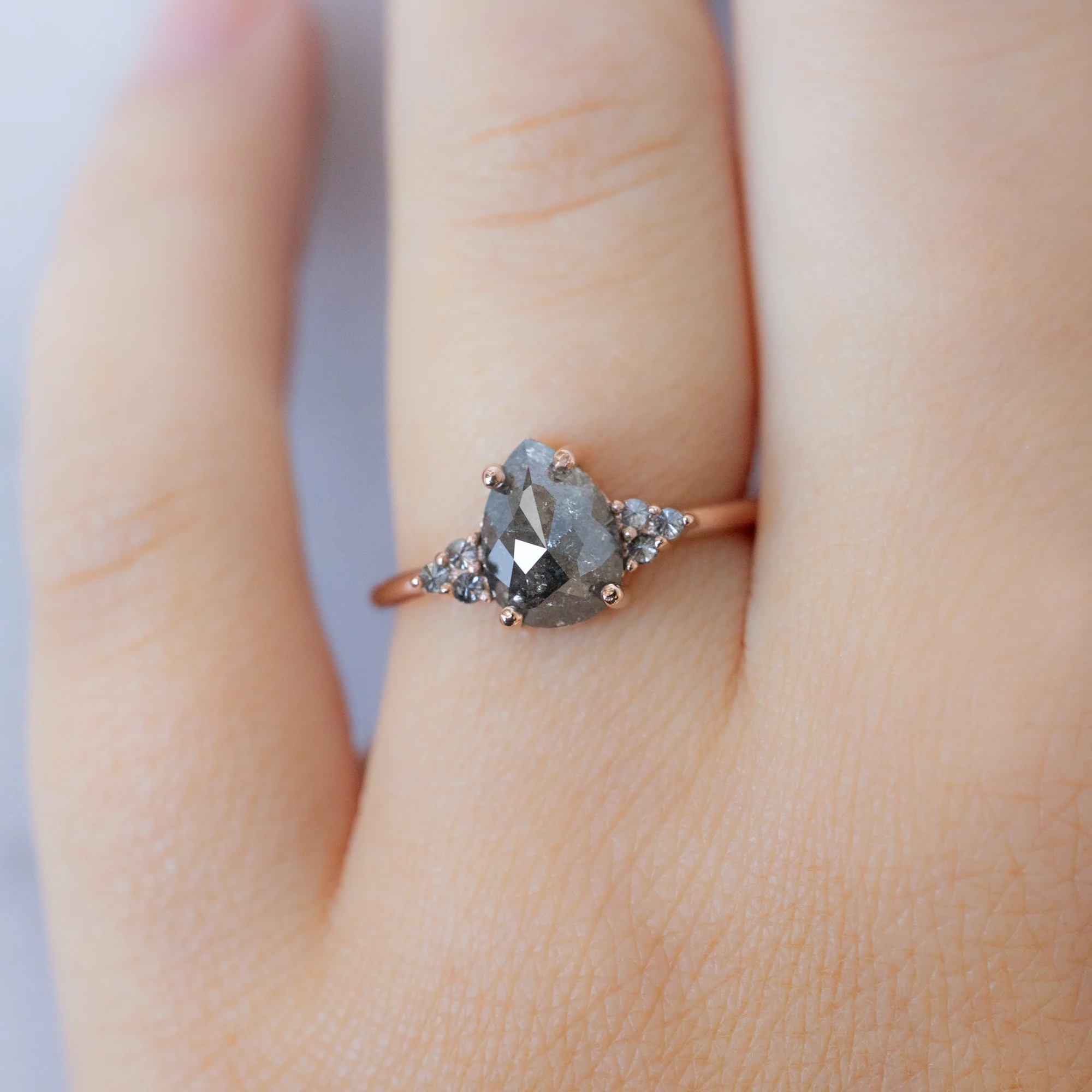 The Ivy Ring | 1.43ct Pear Salt and Pepper Diamond in 14K Rose Gold - Image 4