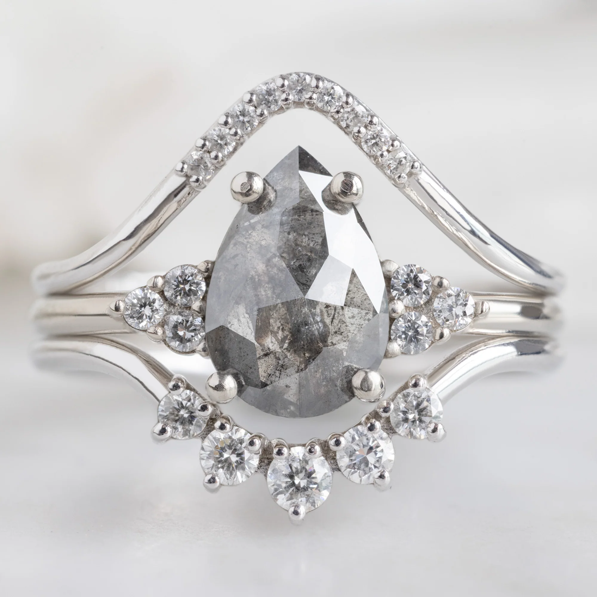 The Ivy Ring | 1.46ct Pear Salt and Pepper Diamond in 14K White Gold - Image 2