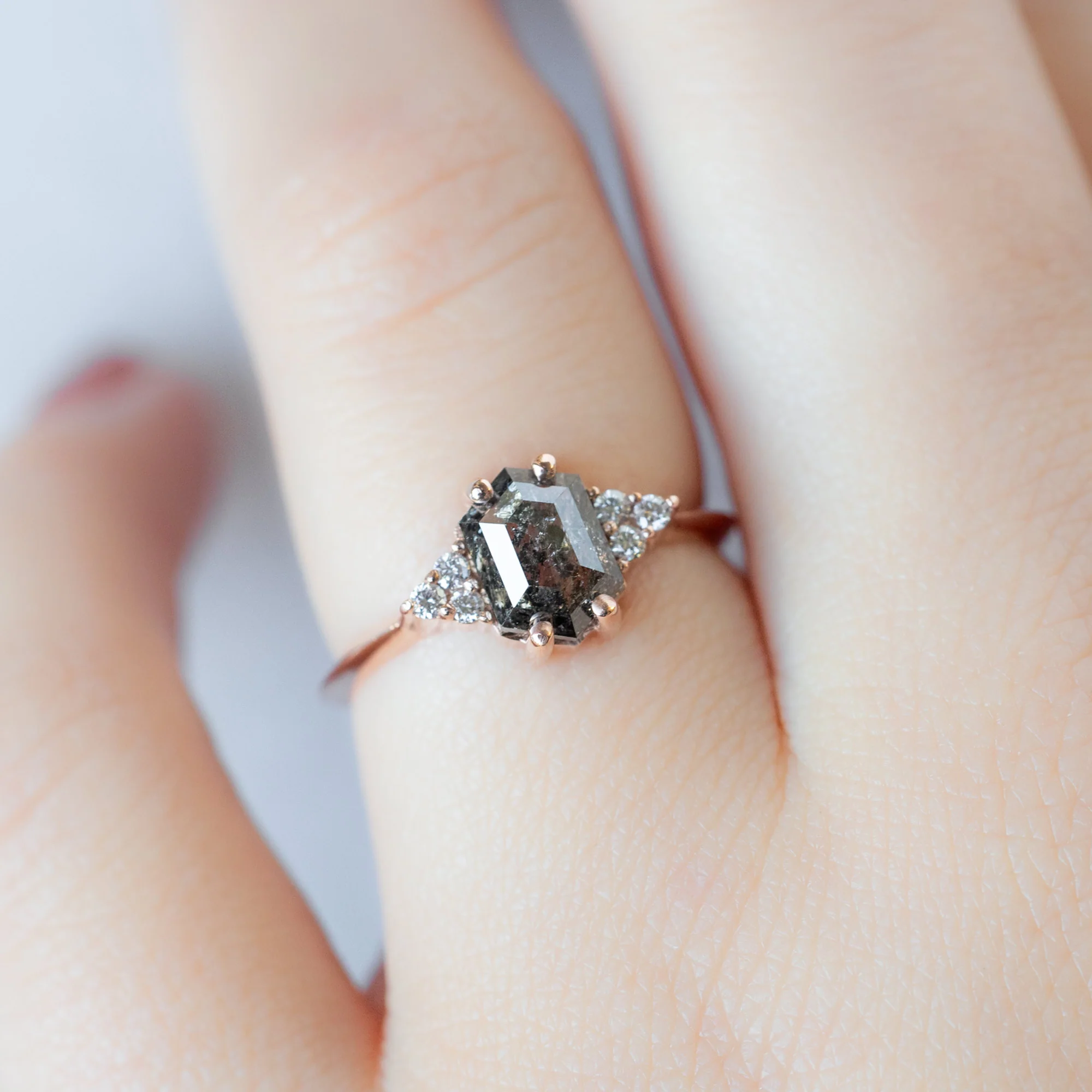 The Ivy Ring | 1.49ct Hexagon Salt and Pepper Diamond in 14K Rose Gold - Image 2