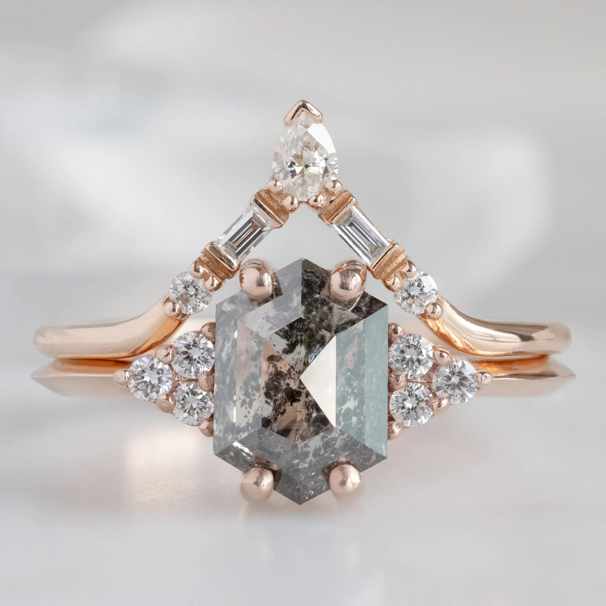 The Ivy Ring | 1.49ct Hexagon Salt and Pepper Diamond in 14K Rose Gold - Image 4