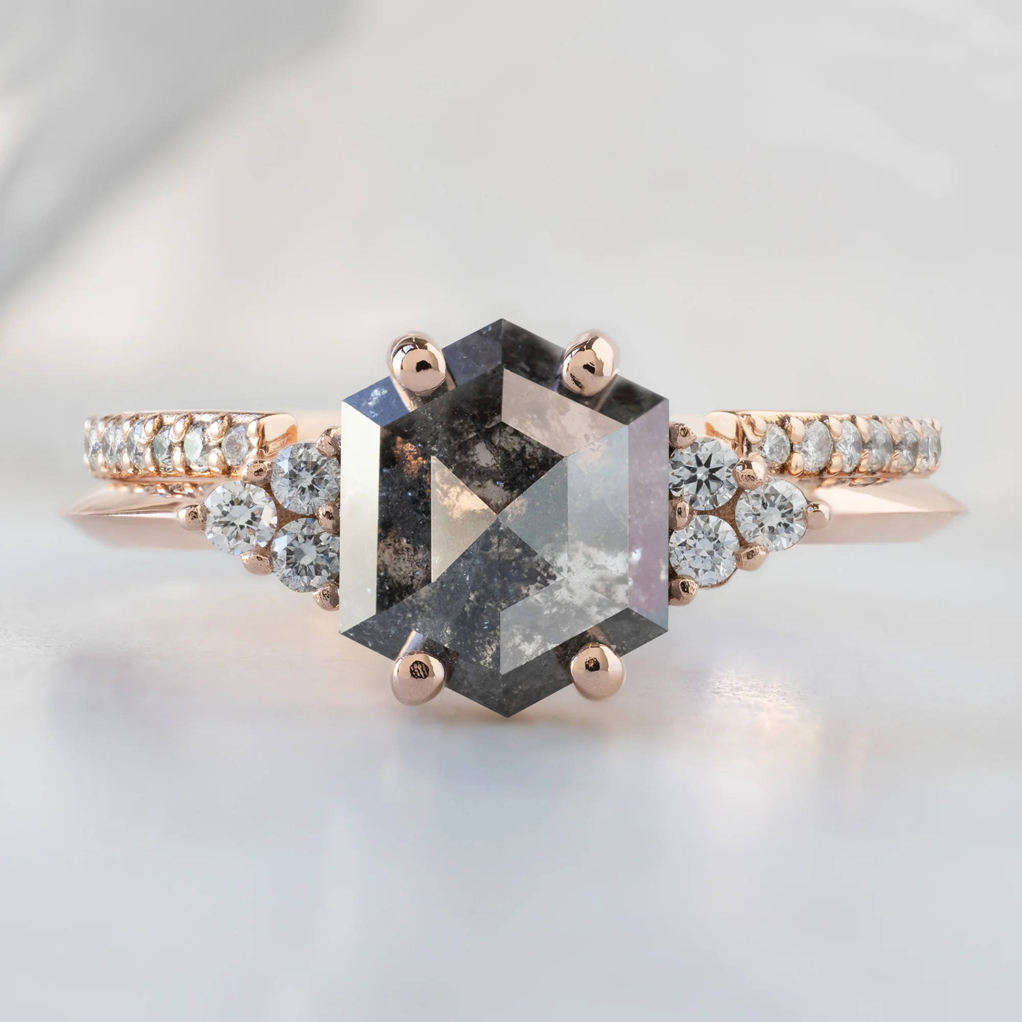 The Ivy Ring | 1.53ct Hexagon Salt and Pepper Diamond in 14K Rose Gold - Image 3