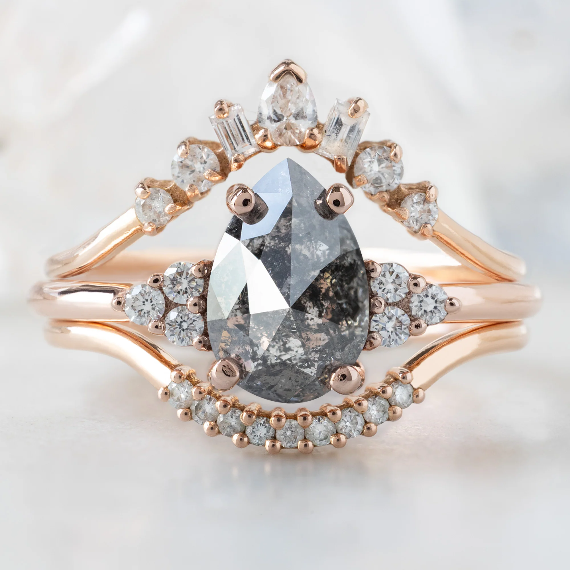 The Ivy Ring | 1.54ct Pear Salt and Pepper Diamond in 14K Rose Gold - Image 2