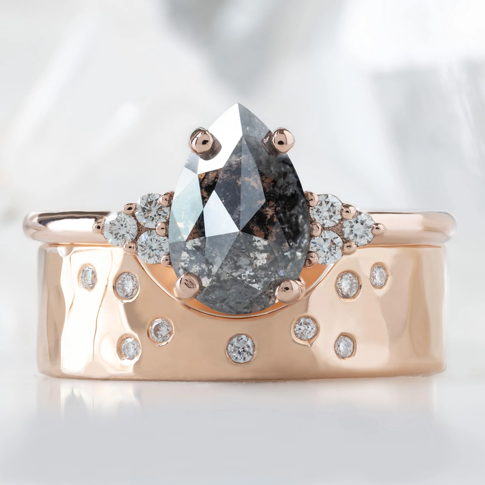 The Ivy Ring | 1.54ct Pear Salt and Pepper Diamond in 14K Rose Gold - Image 3