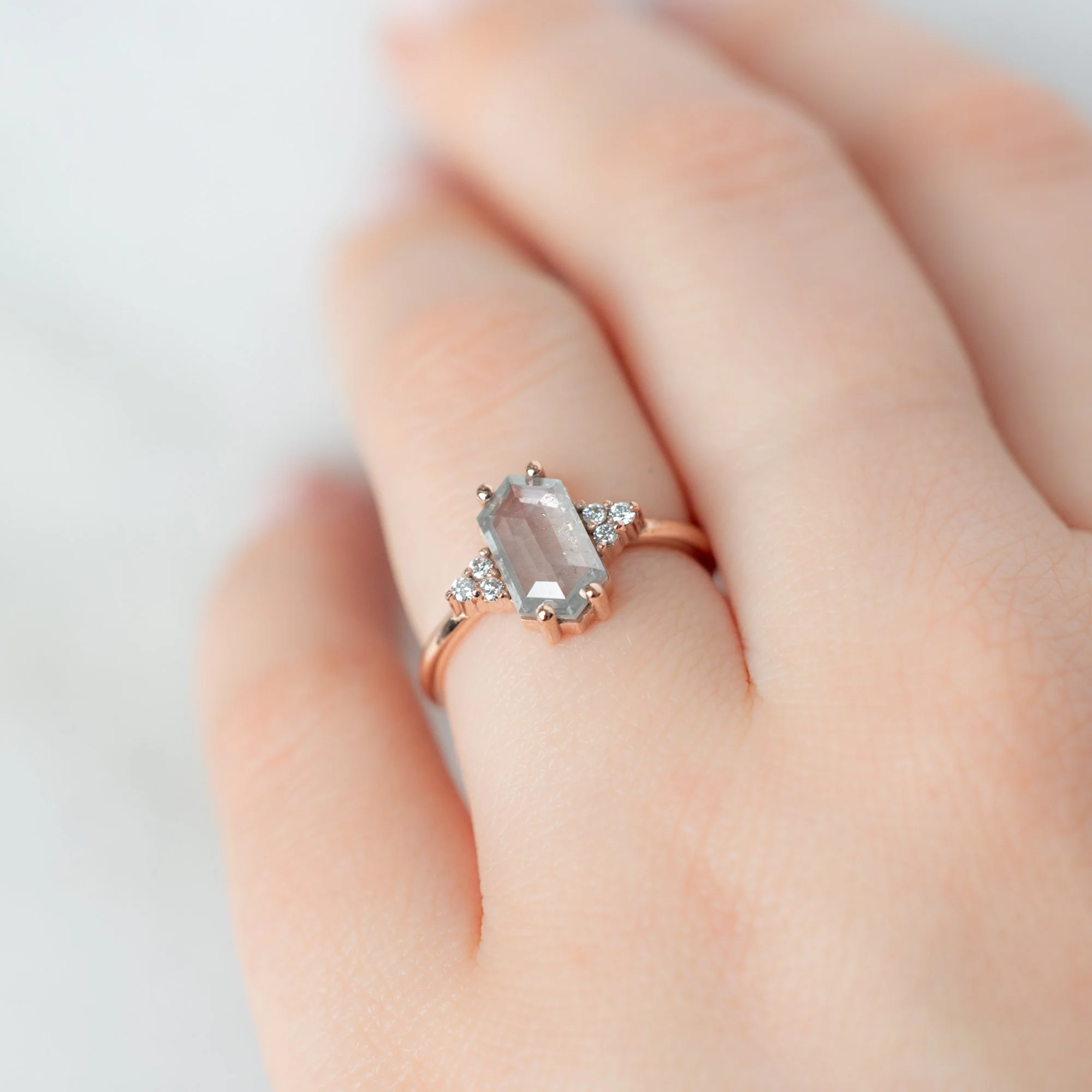 The Ivy Ring | 1.55ct Hexagon Icy White Diamond in 14K Rose Gold - Image 4