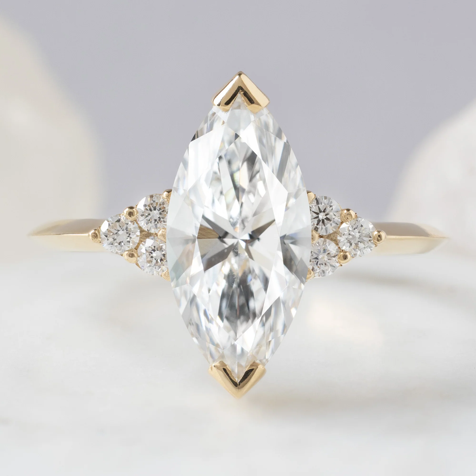 The Ivy Ring | 1.88ct Lab Grown Marquise White Diamond in 14K Yellow Gold