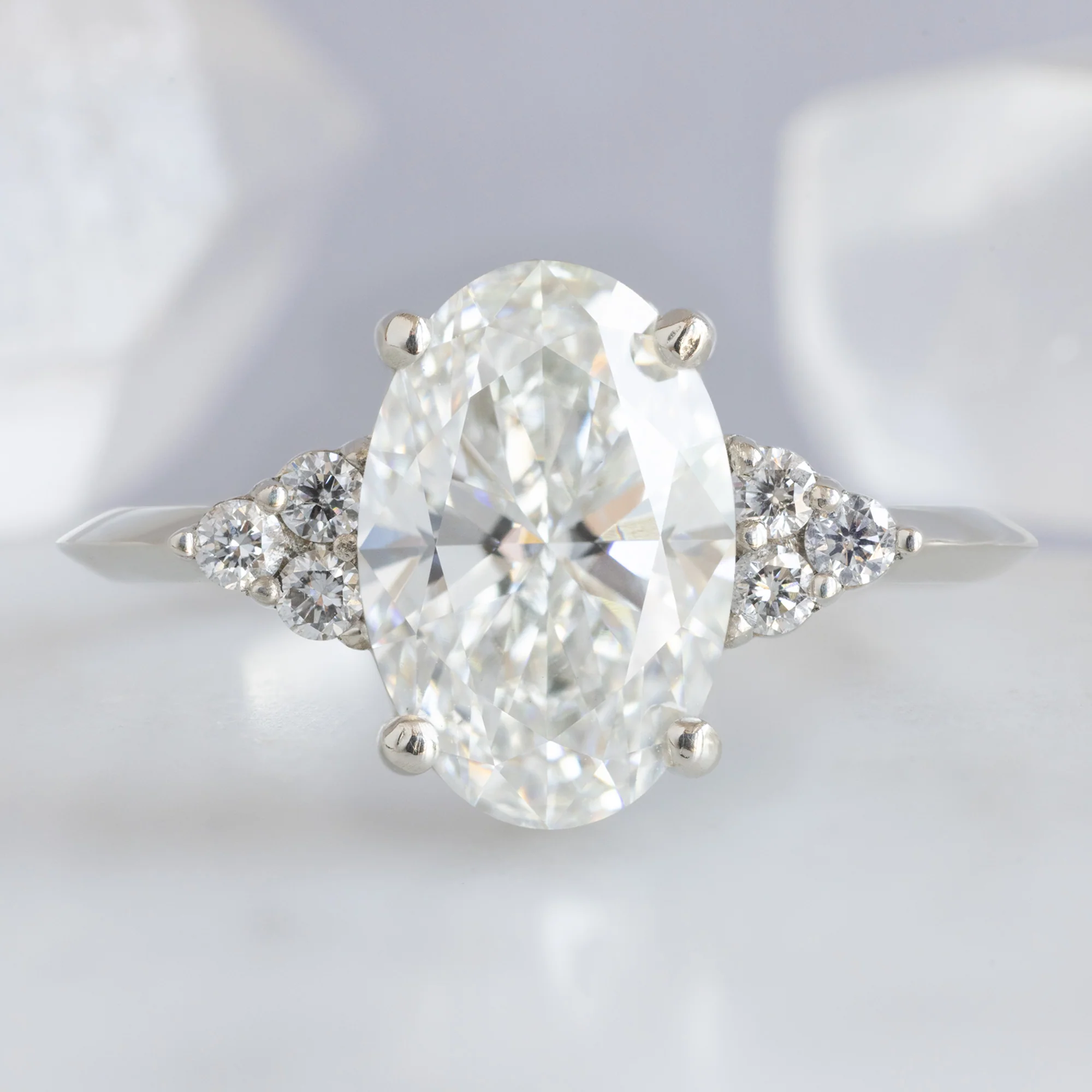 The Ivy Ring | 1.88ct Oval Lab Grown White Diamond in 14K White Gold