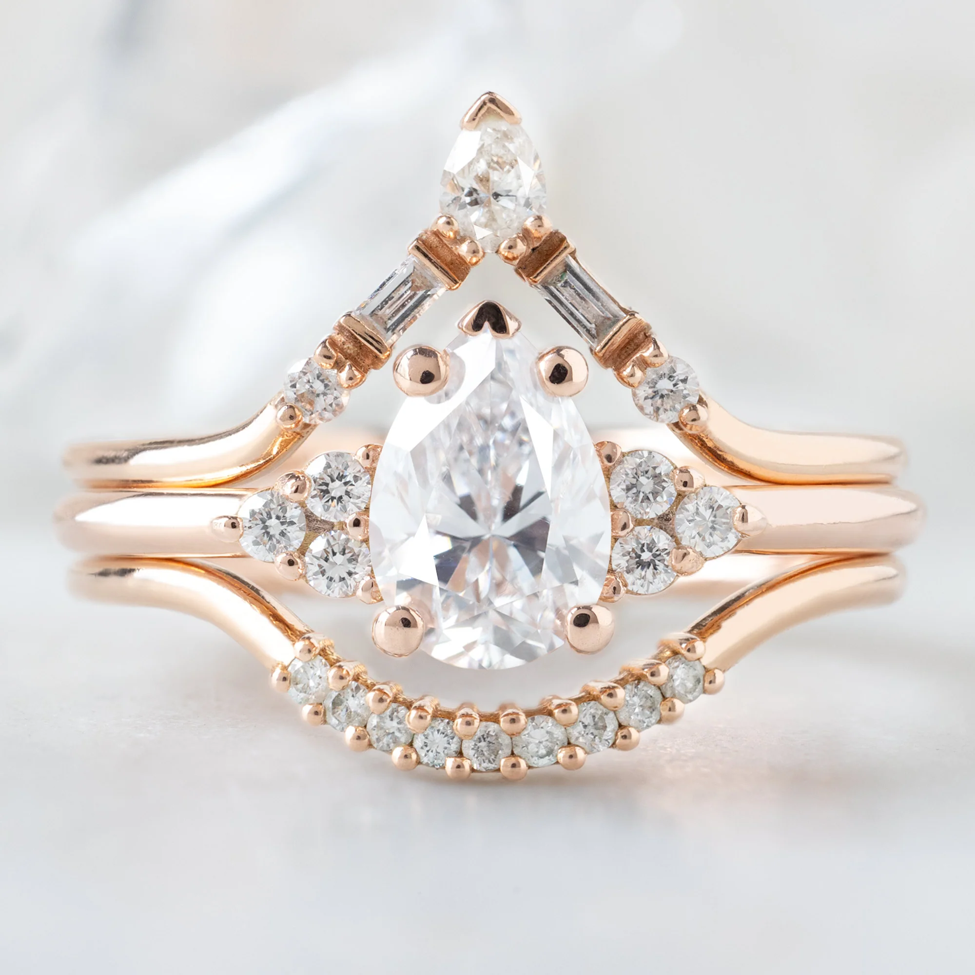 The Ivy Ring | .79ct Natural Pear White Diamond in 14K Rose Gold - Image 2