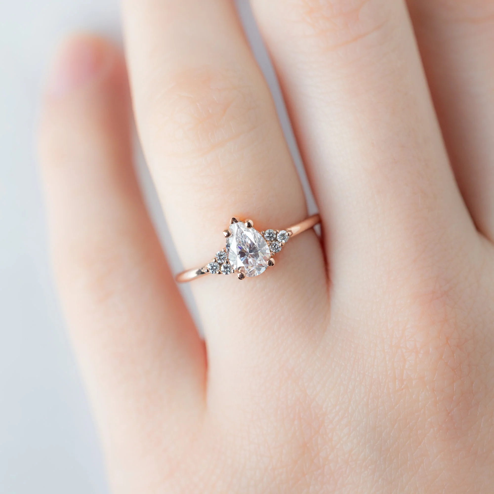 The Ivy Ring | .79ct Natural Pear White Diamond in 14K Rose Gold - Image 4