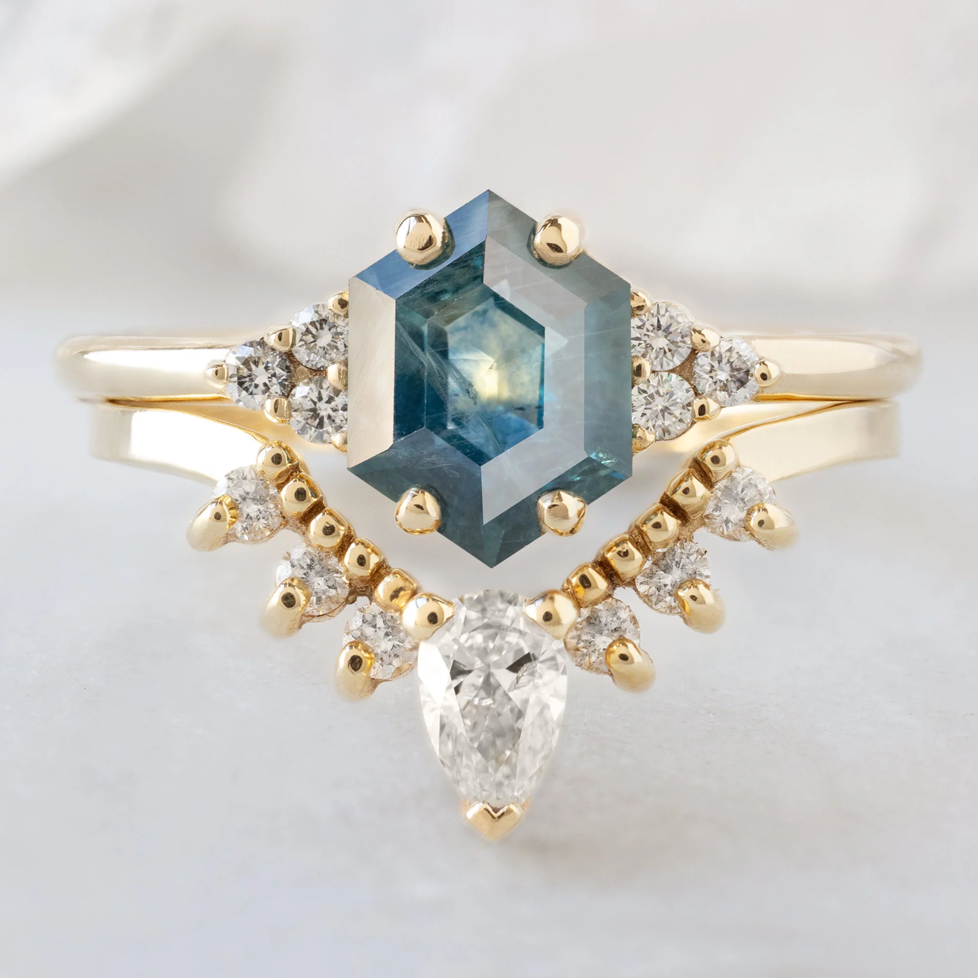 The Ivy Ring | Build Your Own Hexagon Blue Sapphire Engagement Ring - Image 3