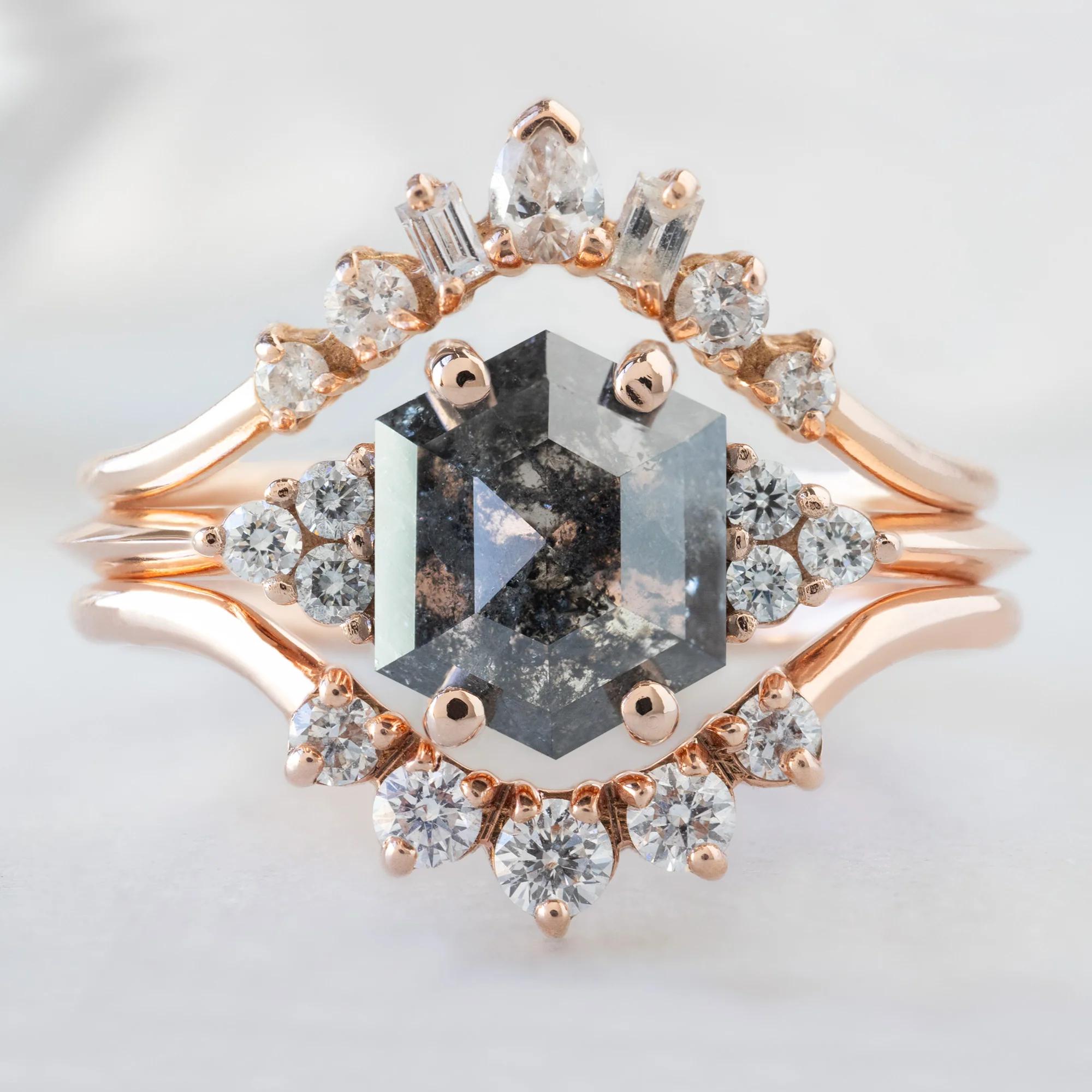 The Ivy Ring | Build Your Own Hexagon Salt and Pepper Diamond Engagement Ring - Image 2