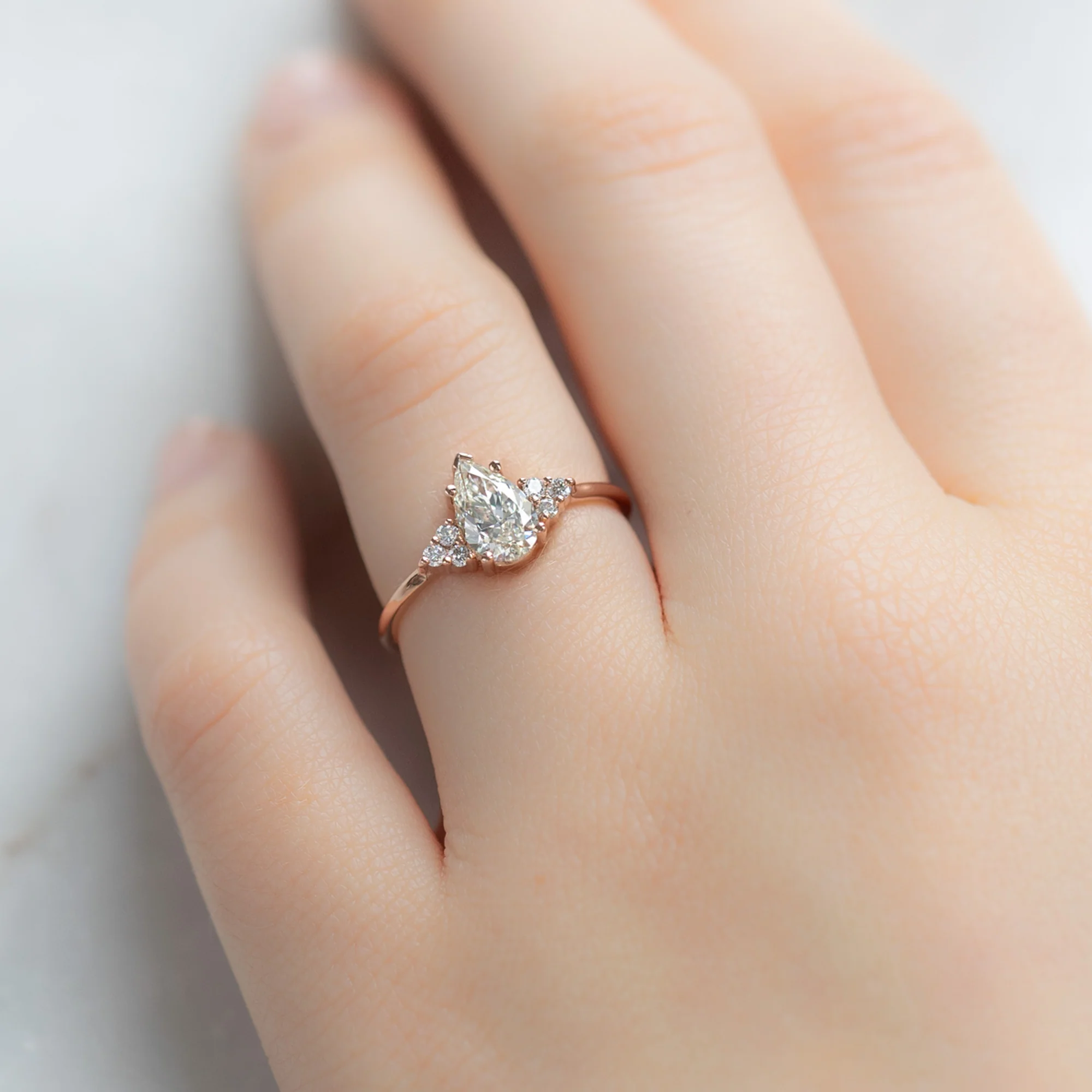 The Ivy Ring | 0.70ct Pear Natural White Diamond in 14k Rose Gold - Image 2